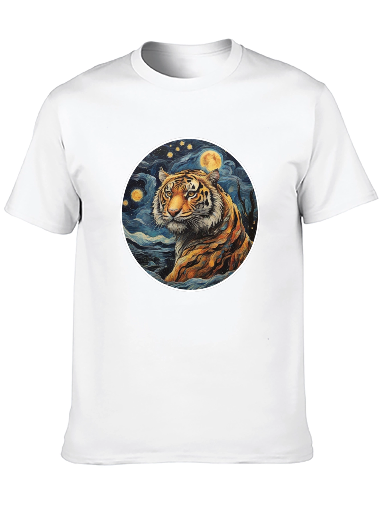 Tiger Moon Graphic Tee - Artistic Style