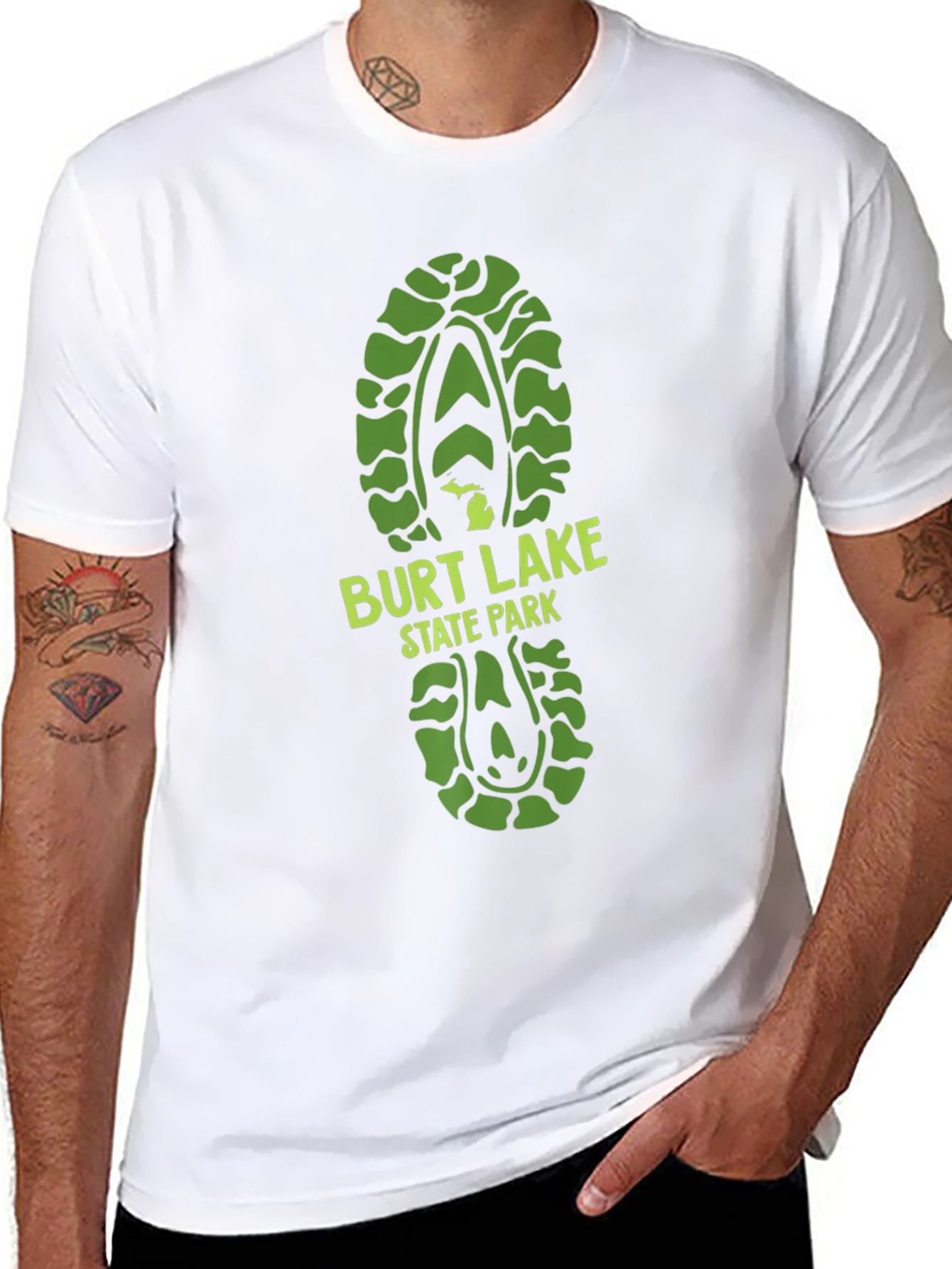 Burt Lake State Park Green Footprint T-Shirt