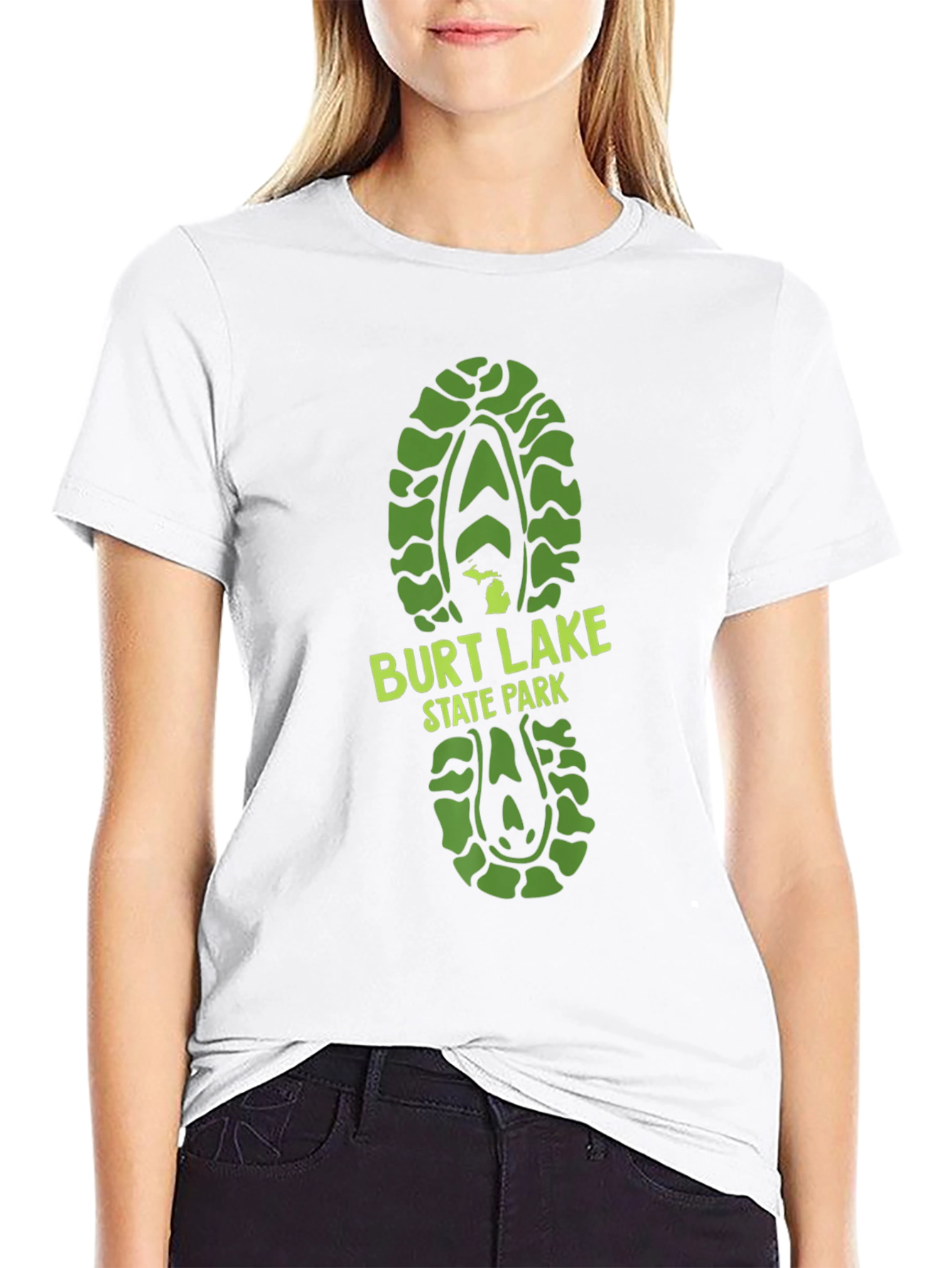 Burt Lake State Park Green Footprint T-Shirt
