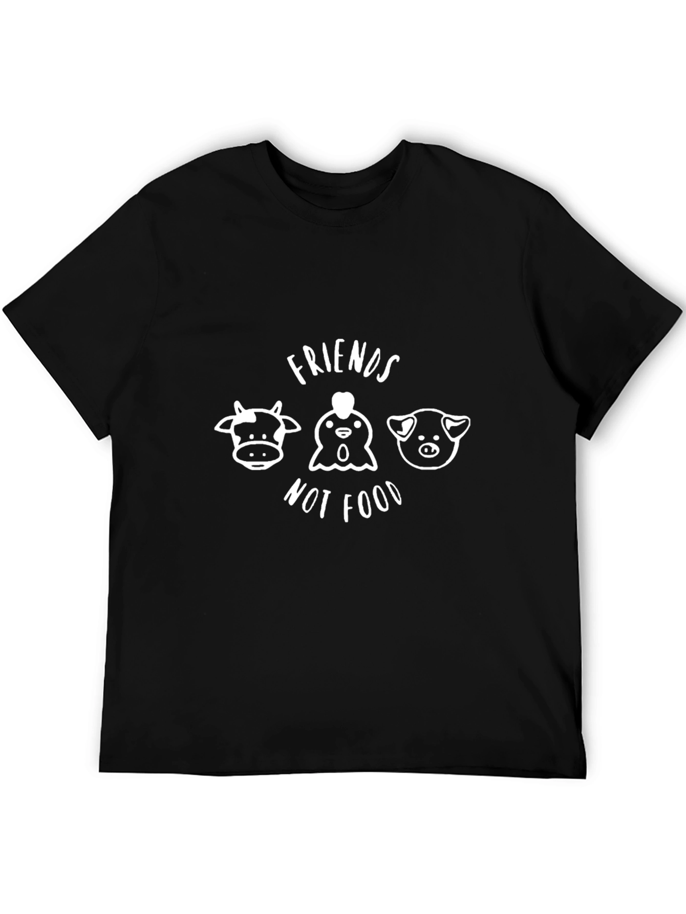 Vegan Friends Not Food Black Graphic Tee