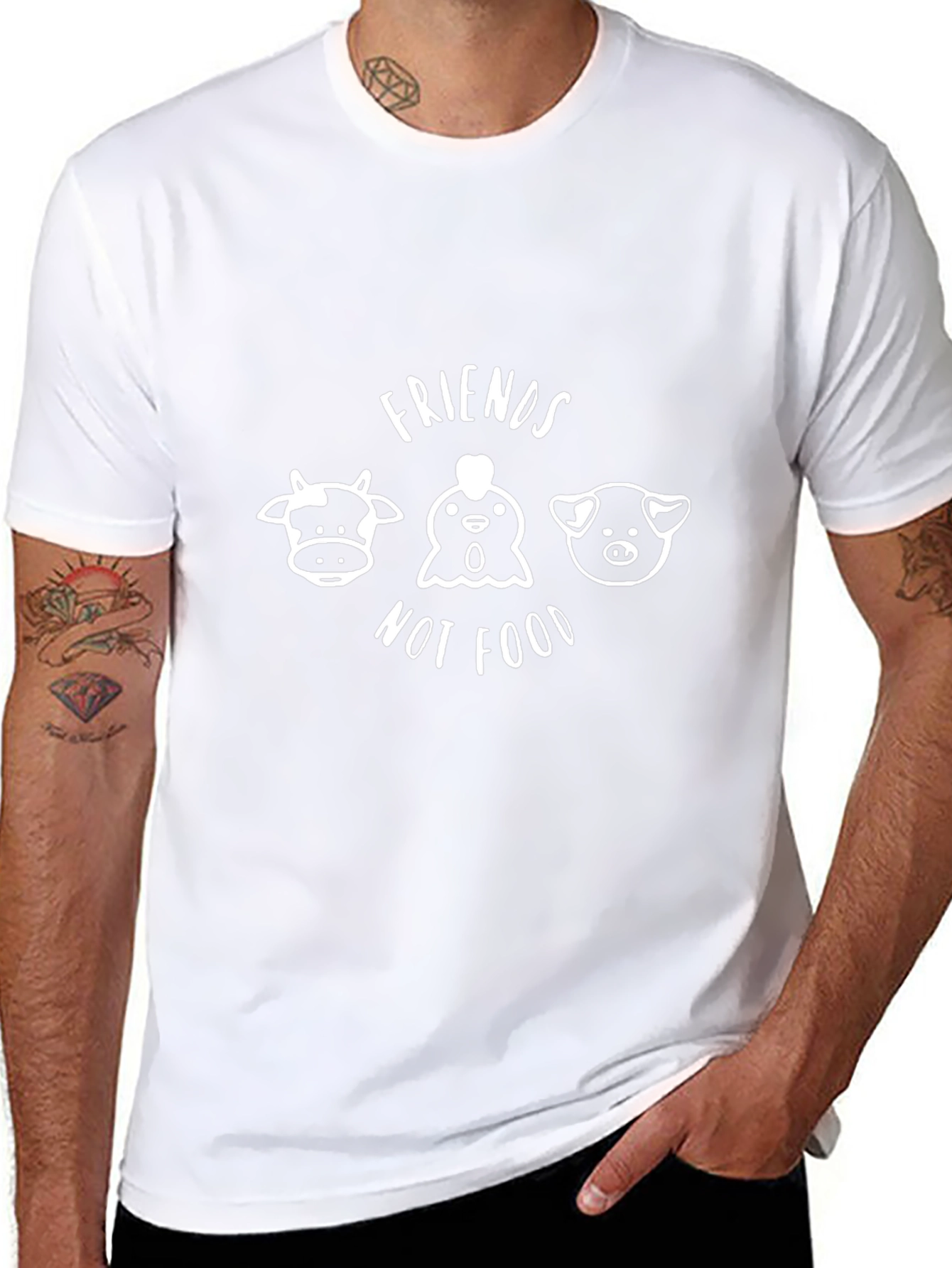 Vegan Friends Not Food Black Graphic Tee