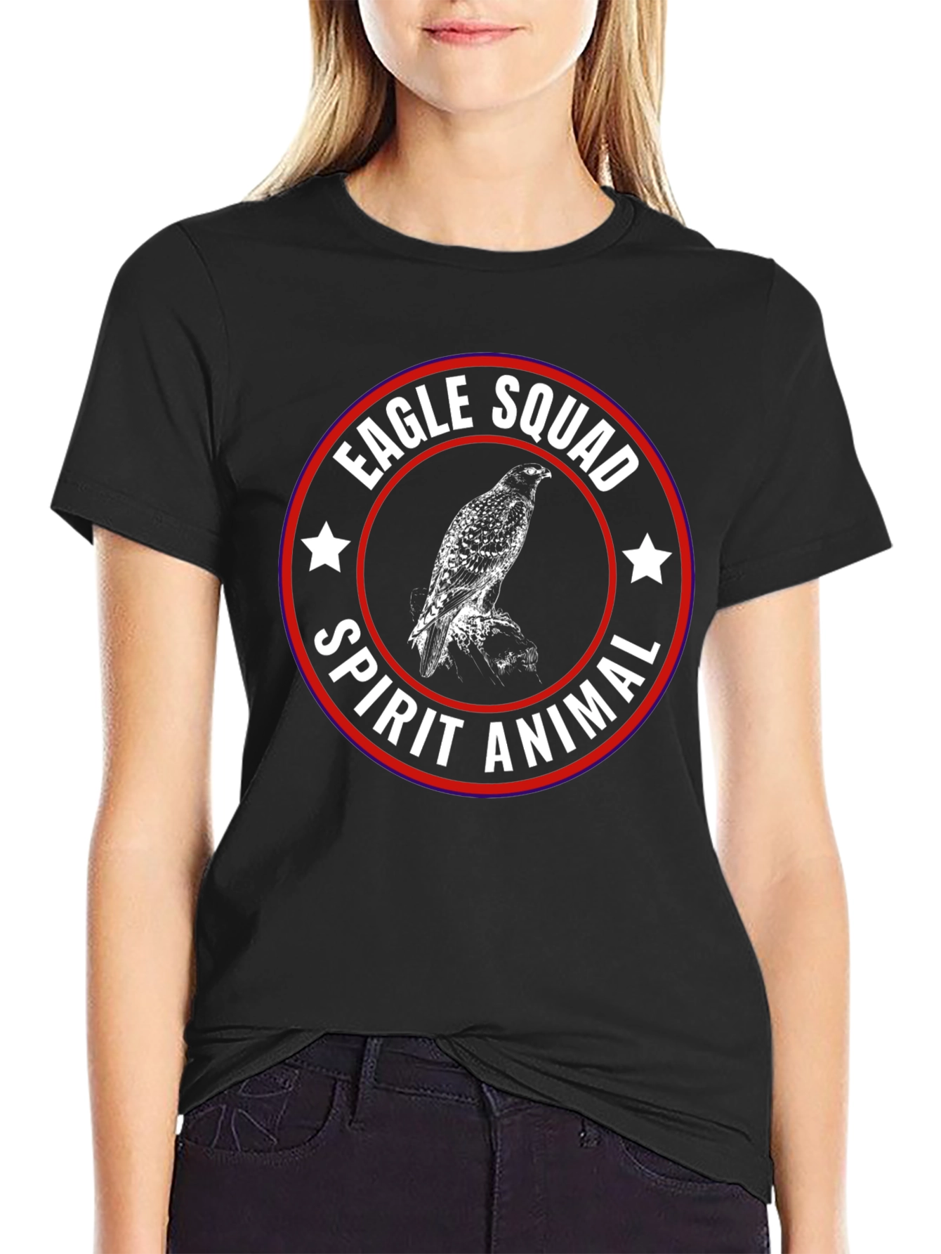 Eagle Squad Spirit Animal Black Graphic T-Shirt