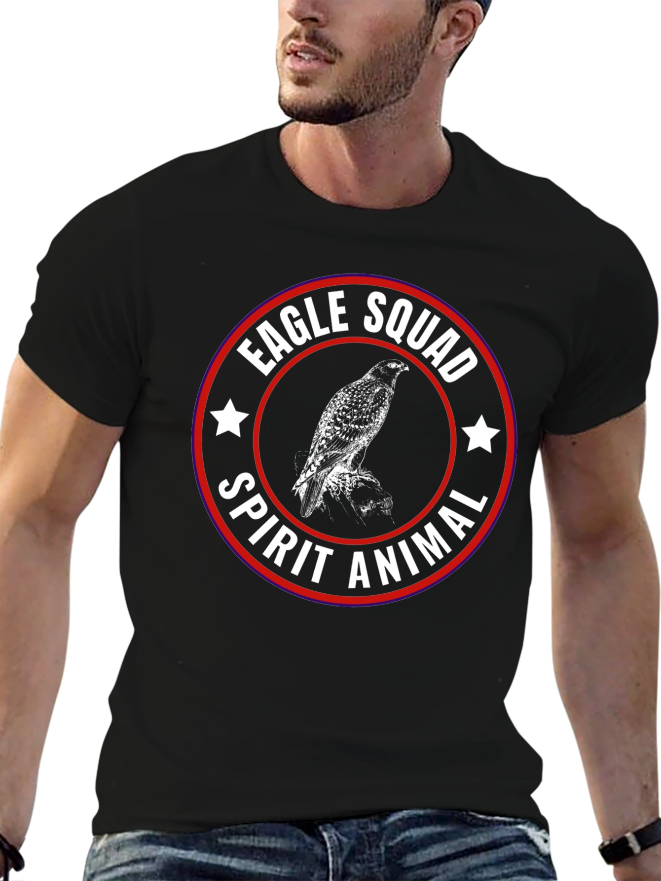 Eagle Squad Spirit Animal Black Graphic T-Shirt