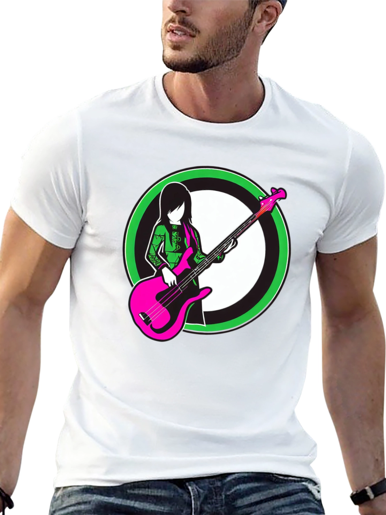 Cool Graphic Tee - Girl with Bass Guitar