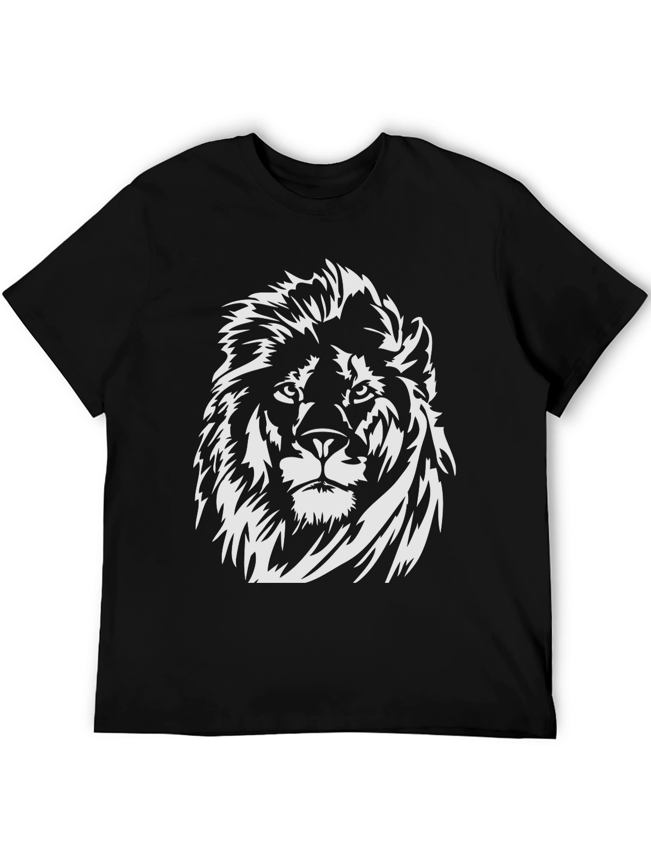 Lion Graphic Tee - Black Cotton Crew Neck T-Shirt