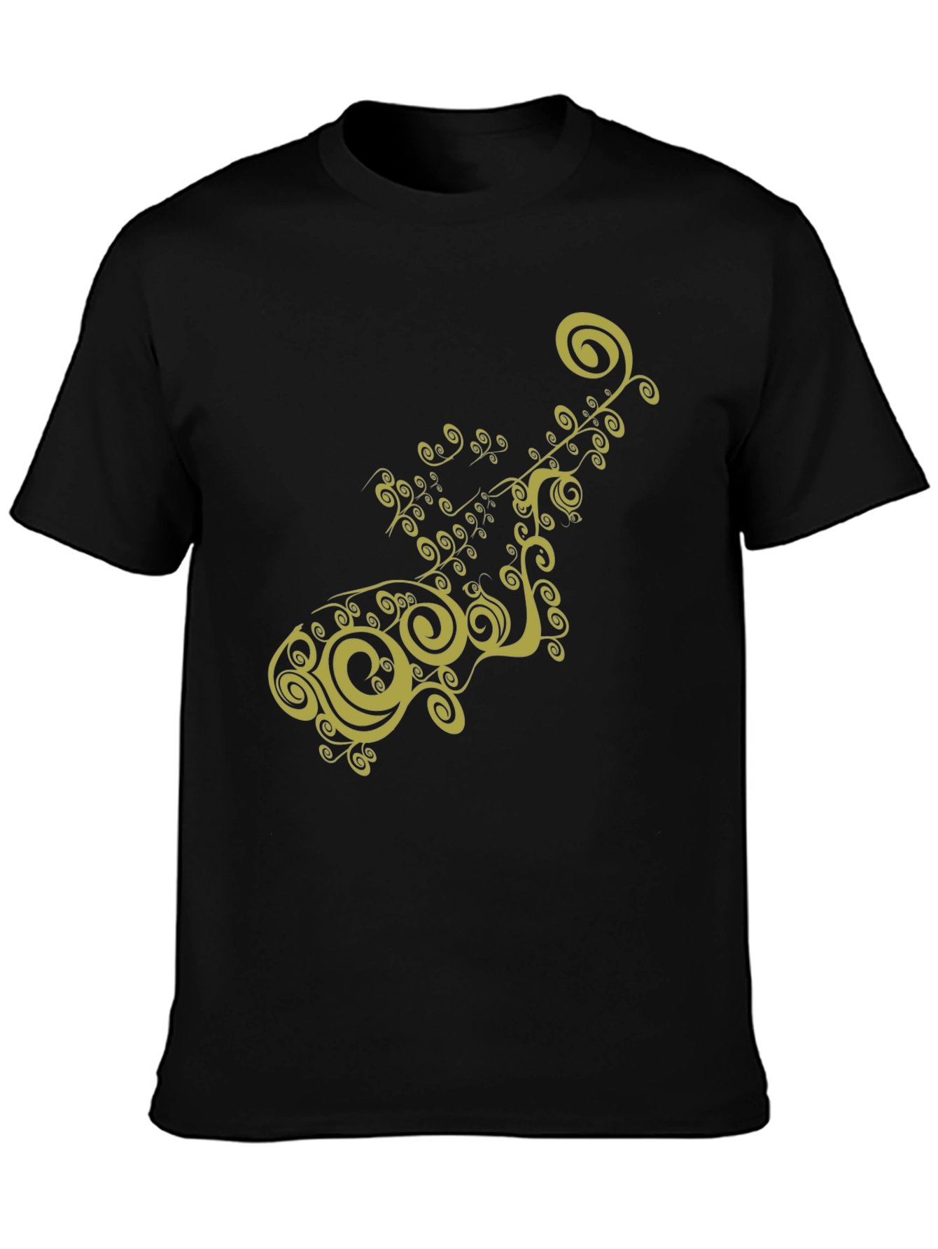 Black T-Shirt with Gold Ornamental Design