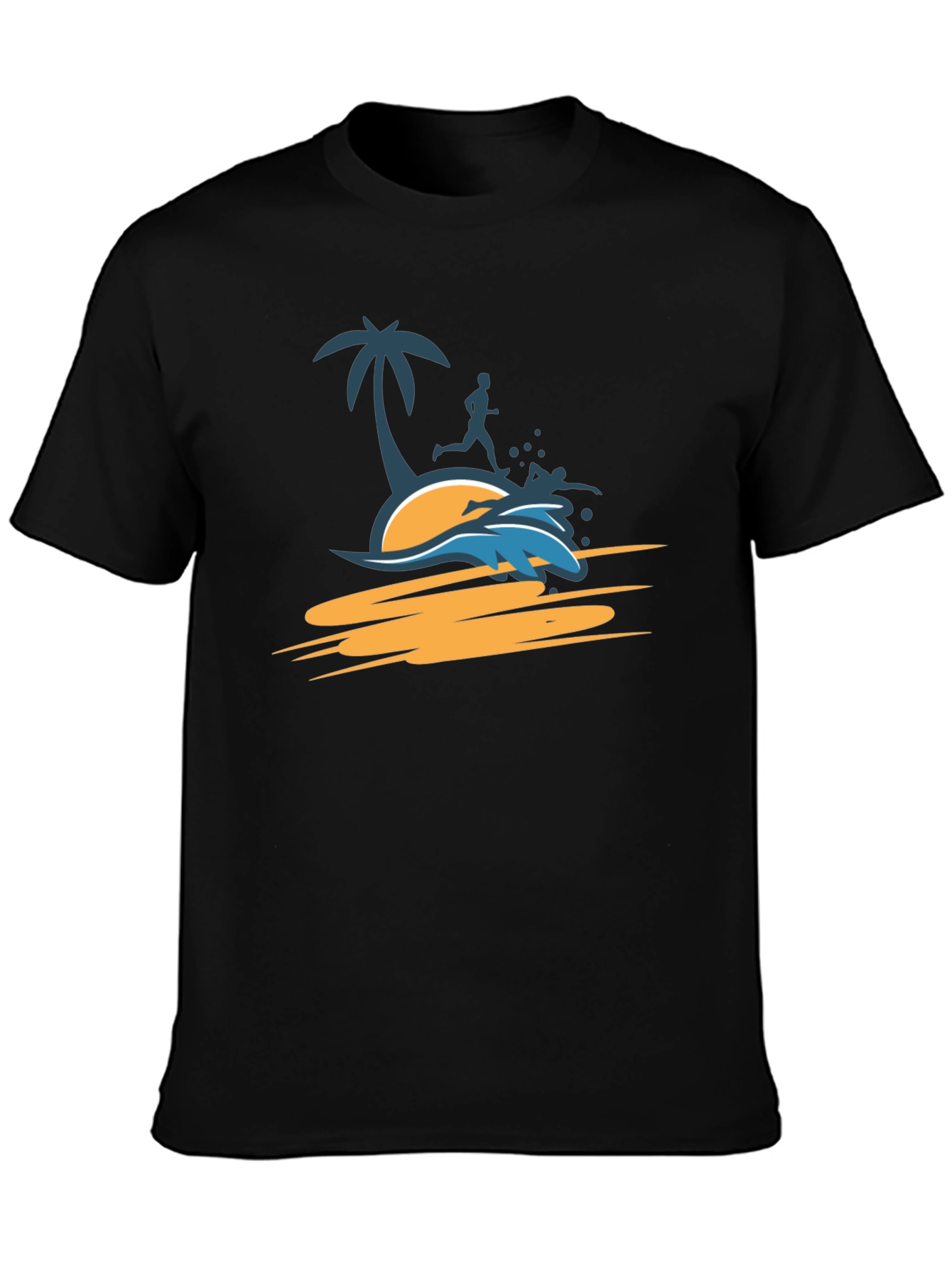 Tropical Beach Run T-Shirt - Black
