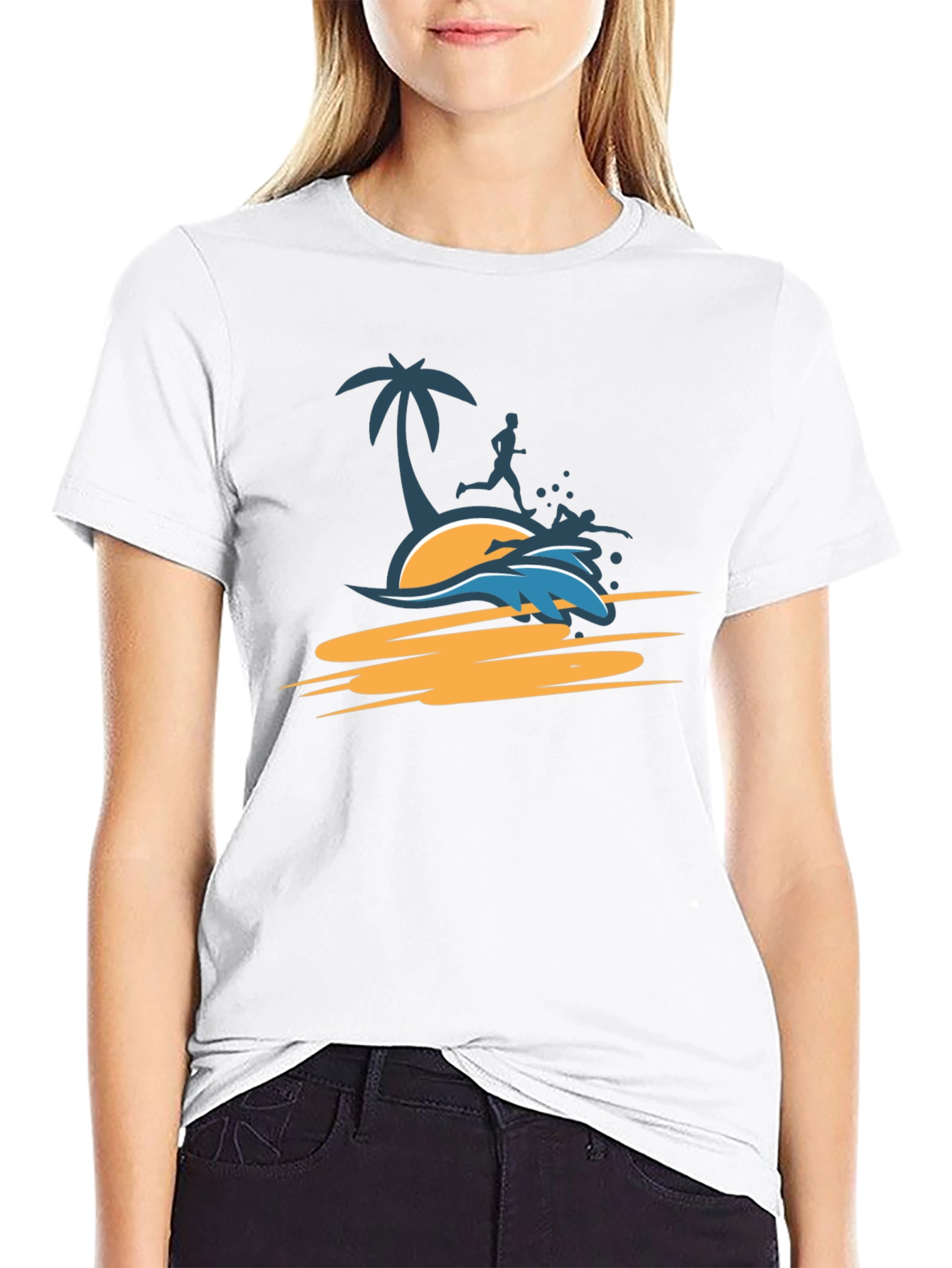 Tropical Beach Run T-Shirt - Black