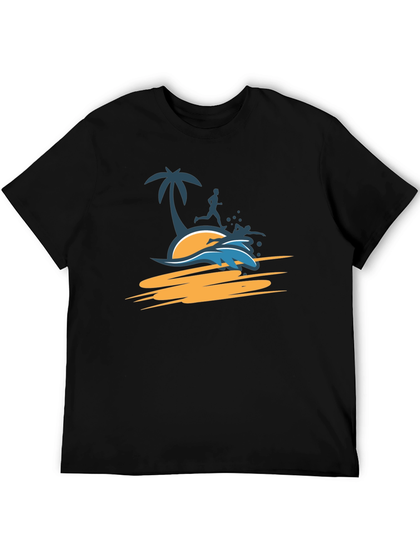 Tropical Beach Run T-Shirt - Black