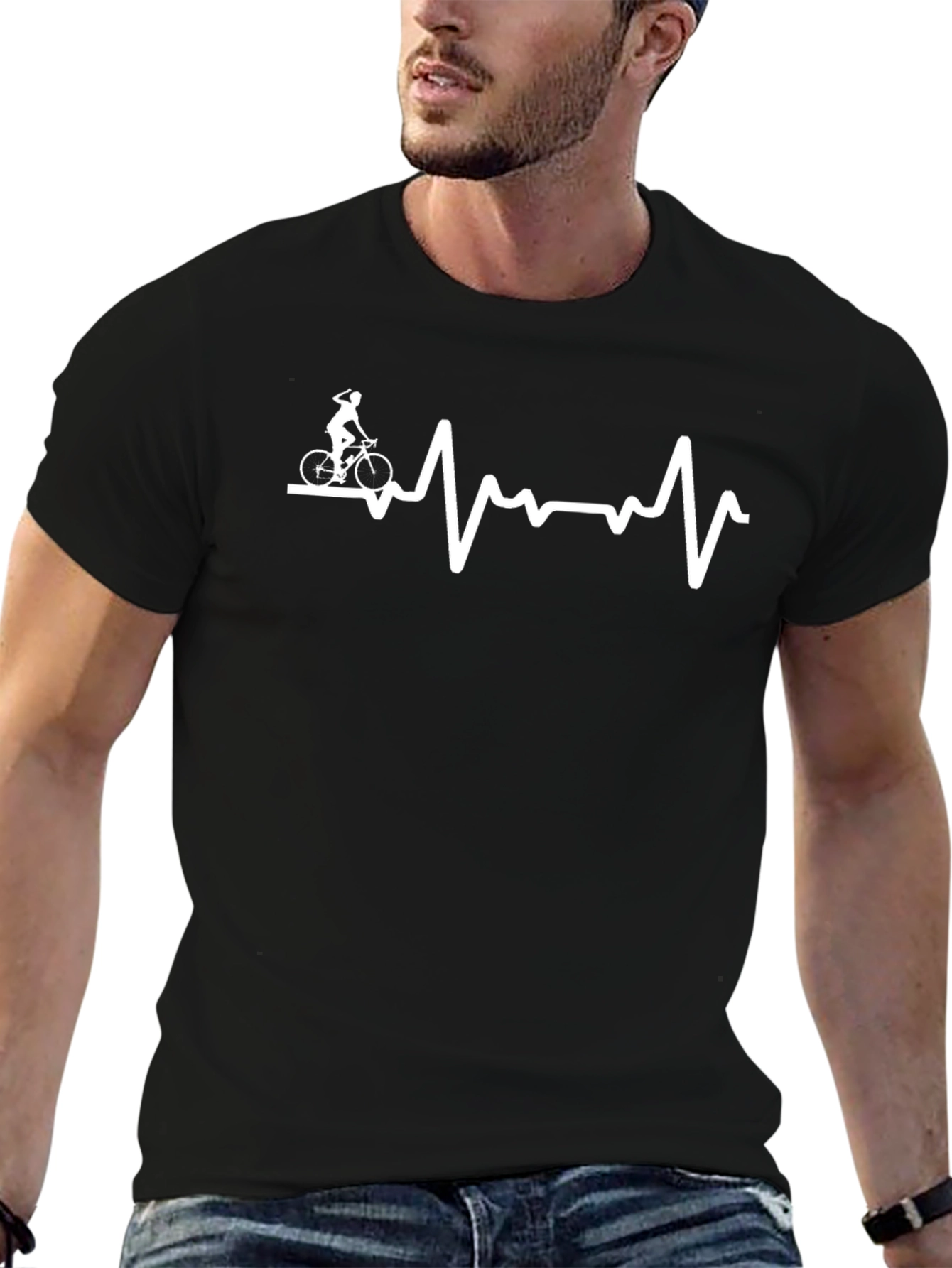 Bicycle Heartbeat Graphic T-Shirt - Black Cotton Tee