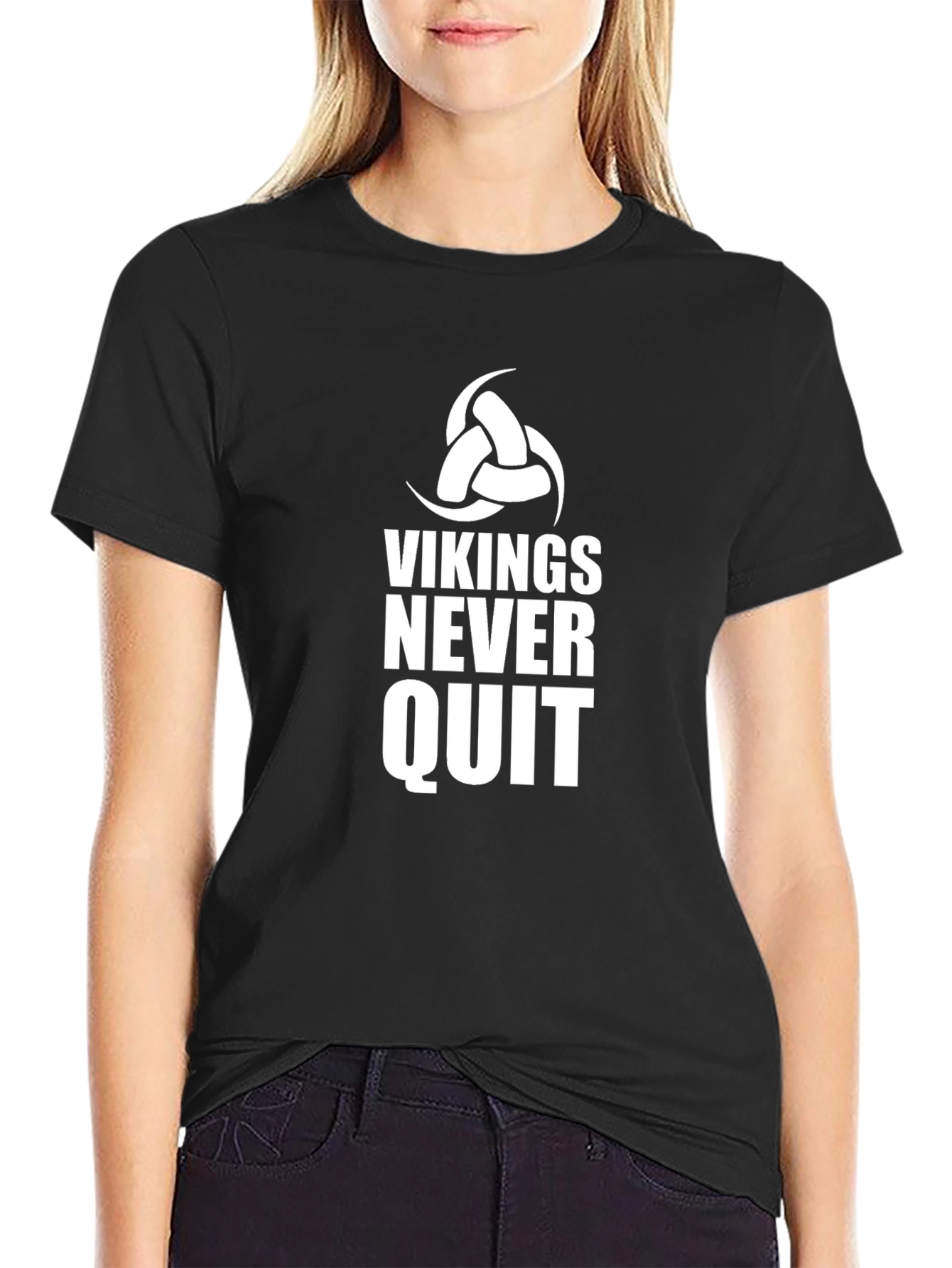Vikings Never Quit Black T-Shirt