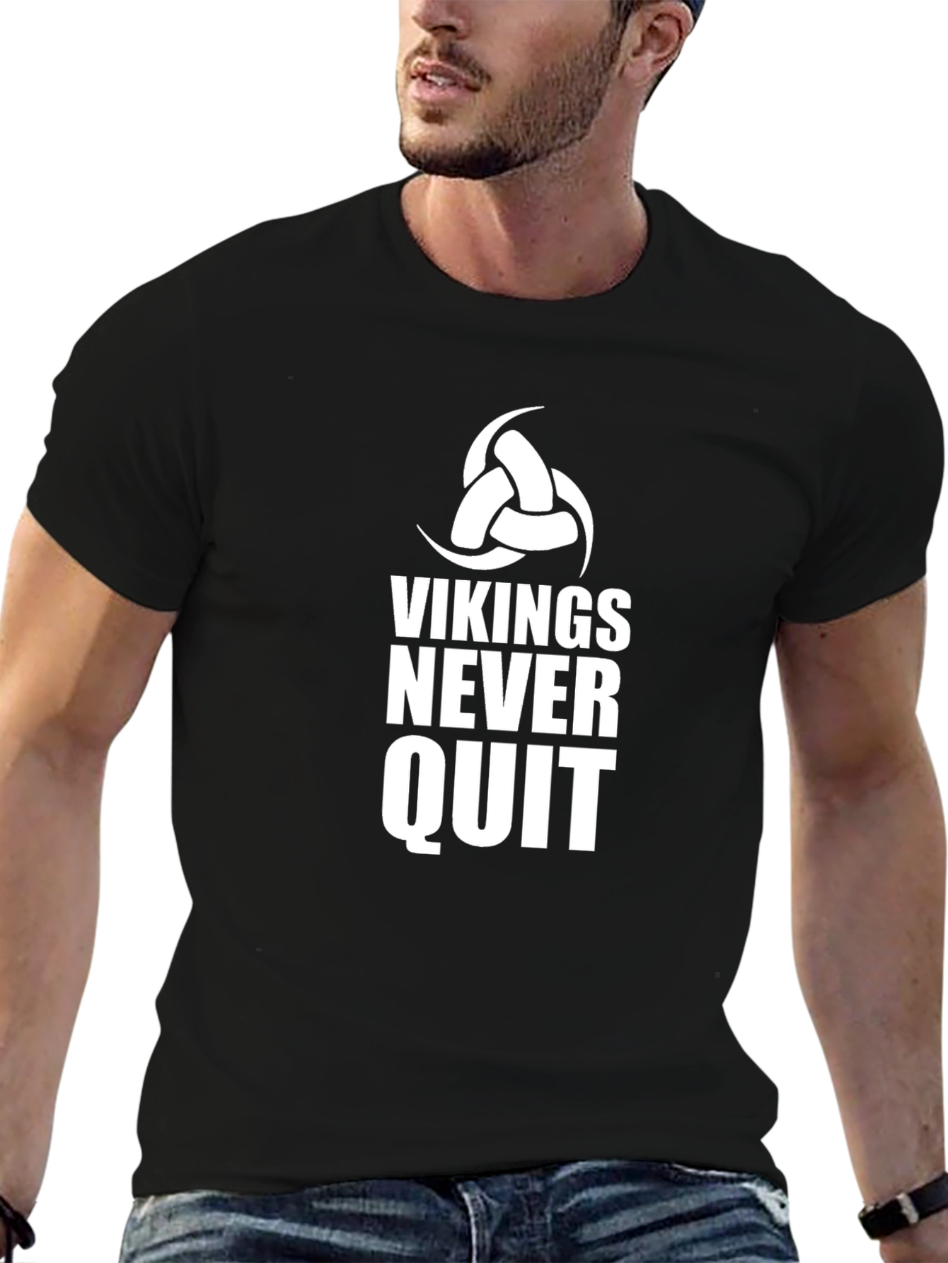 Vikings Never Quit Black T-Shirt