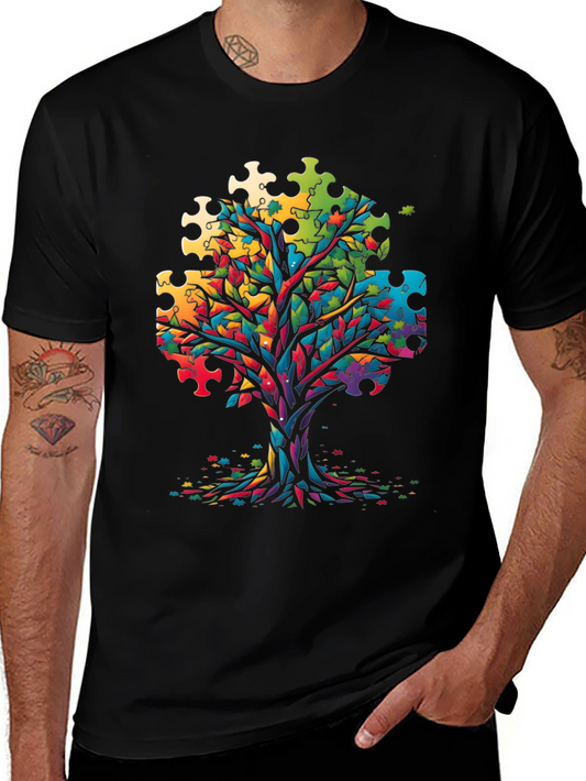 Autism Awareness Puzzle Tree Graphic Tee