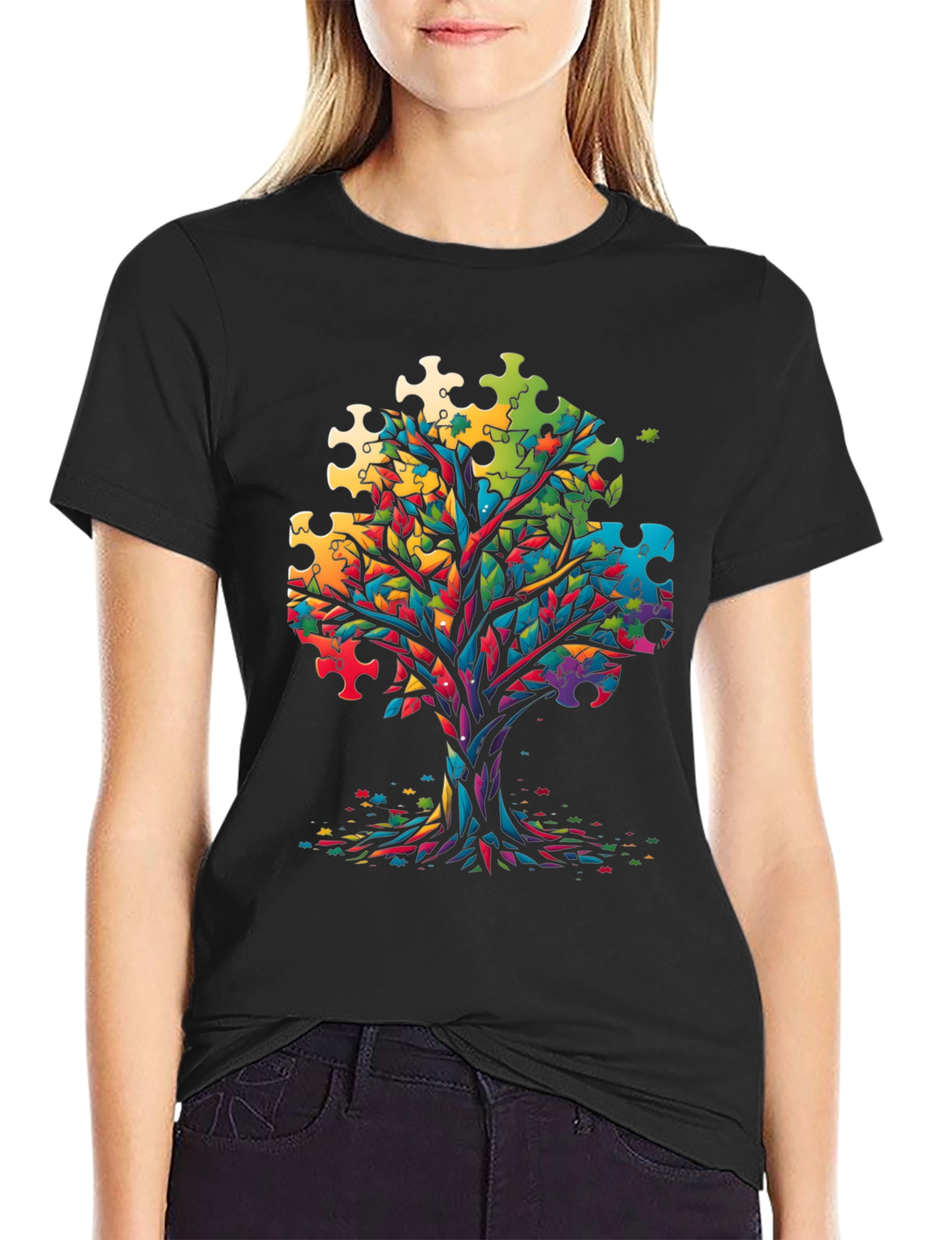 Autism Awareness Puzzle Tree Graphic Tee