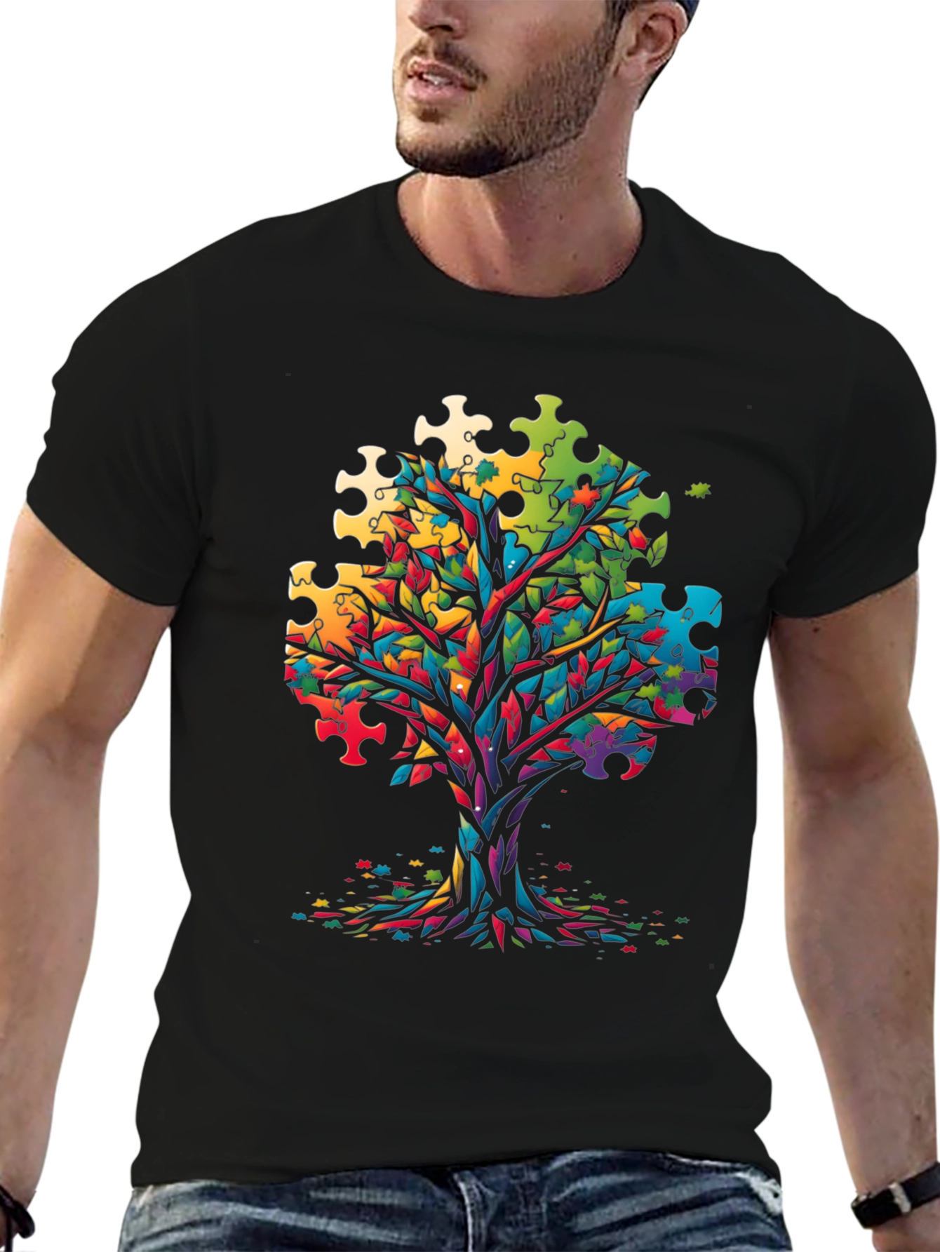 Autism Awareness Puzzle Tree Graphic Tee