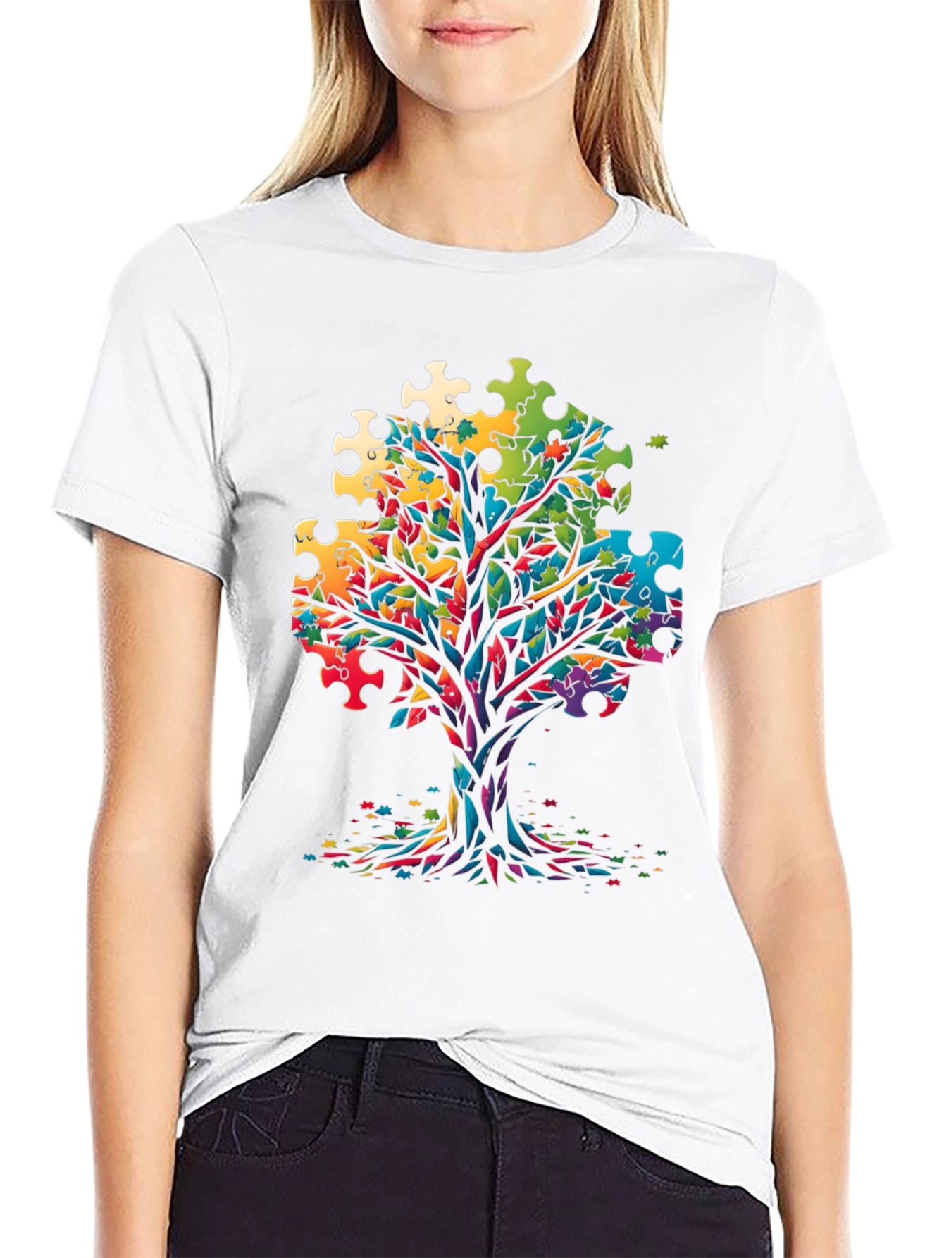 Autism Awareness Puzzle Tree Graphic Tee