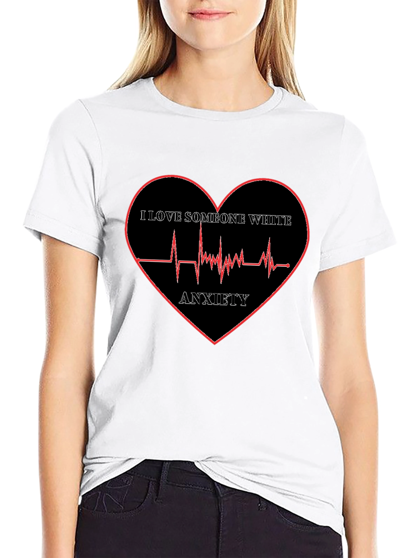 Anxiety Heartbeat T-Shirt - I Love Someone White