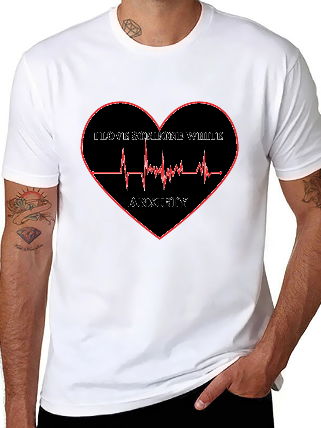 Anxiety Heartbeat T-Shirt - I Love Someone White