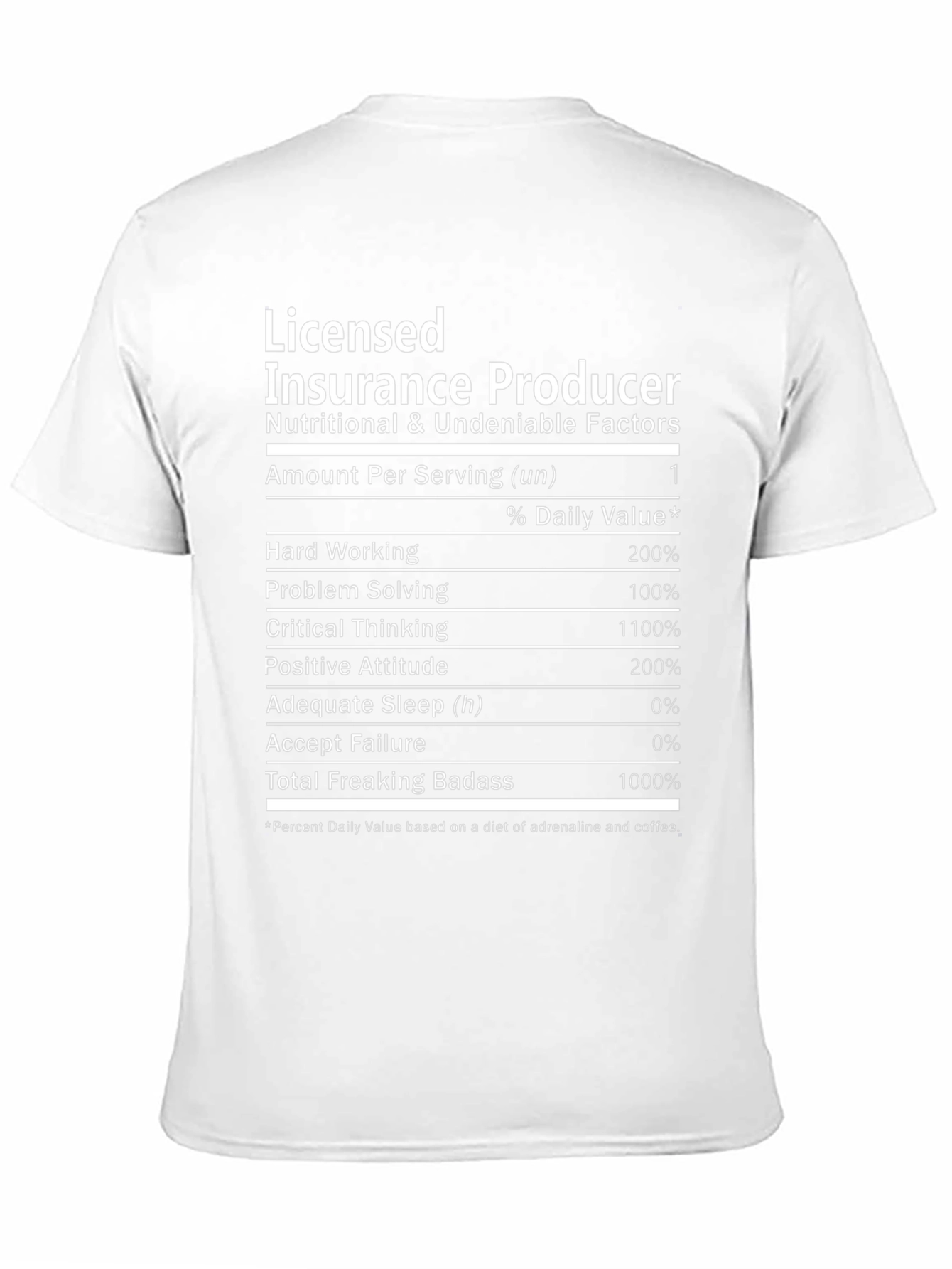 Licensed Insurance Producer Nutritional Facts T-Shirt