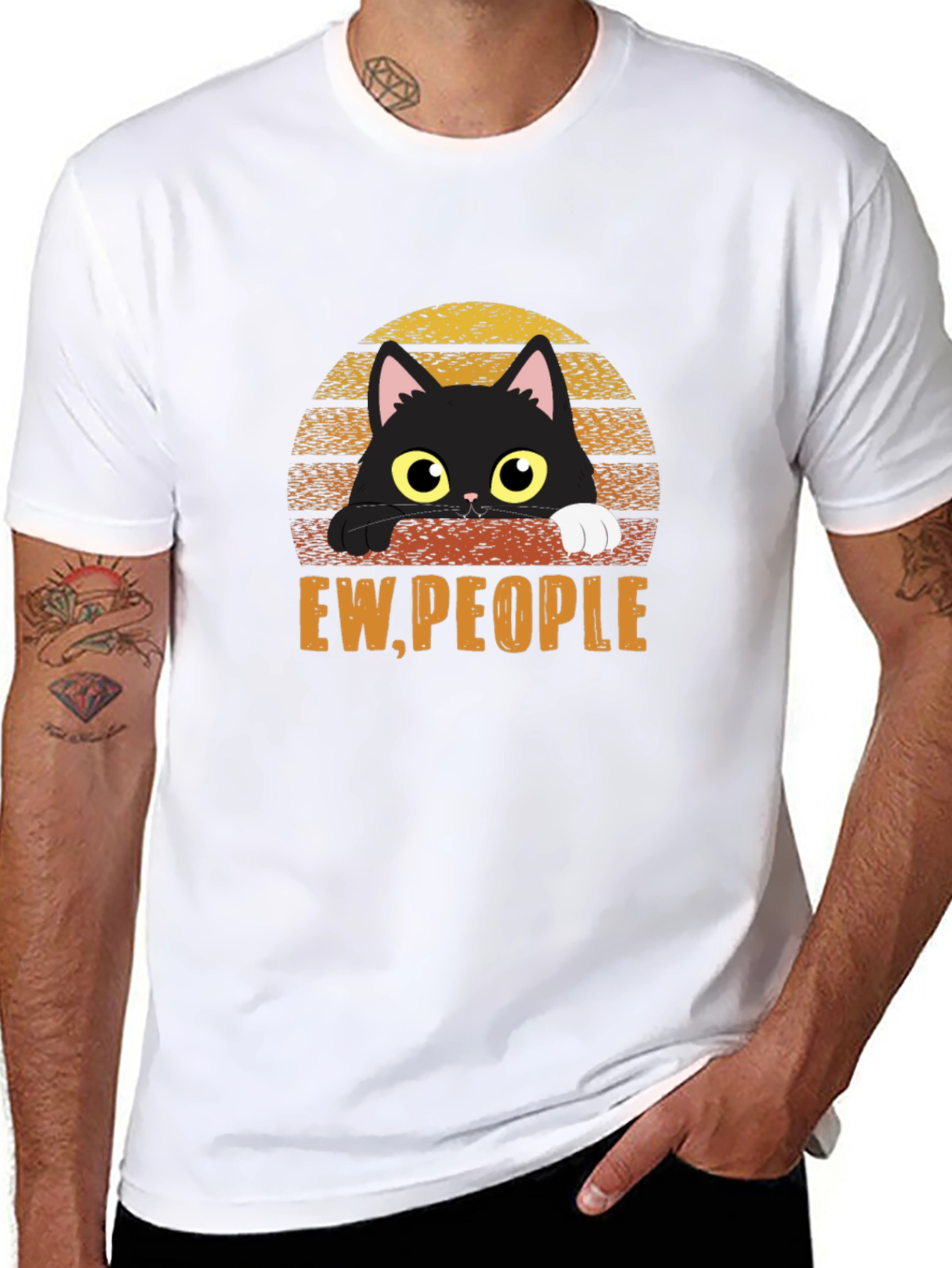 Ew People Cat T-Shirt - Black