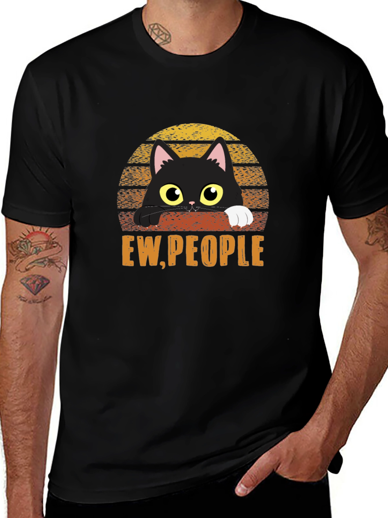 Ew People Cat T-Shirt - Black