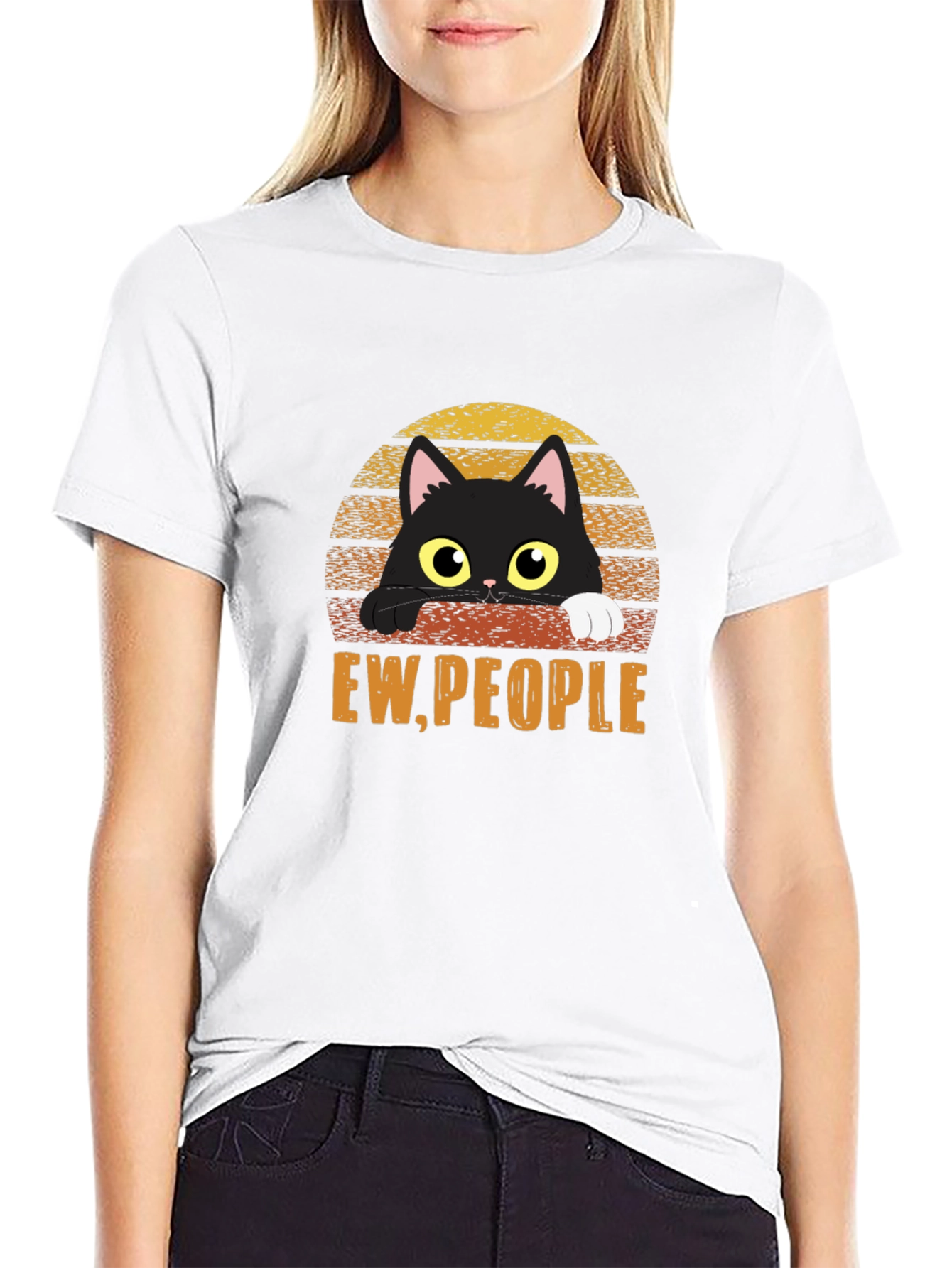 Ew People Cat T-Shirt - Black