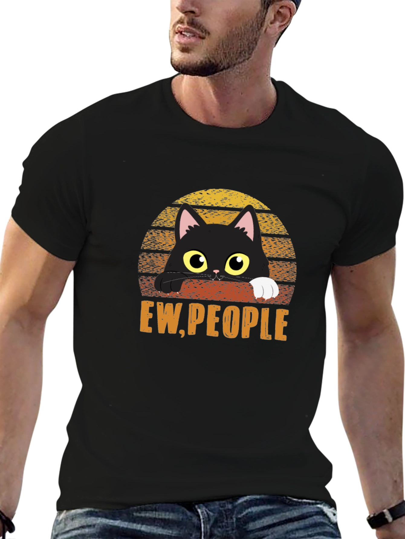 Ew People Cat T-Shirt - Black