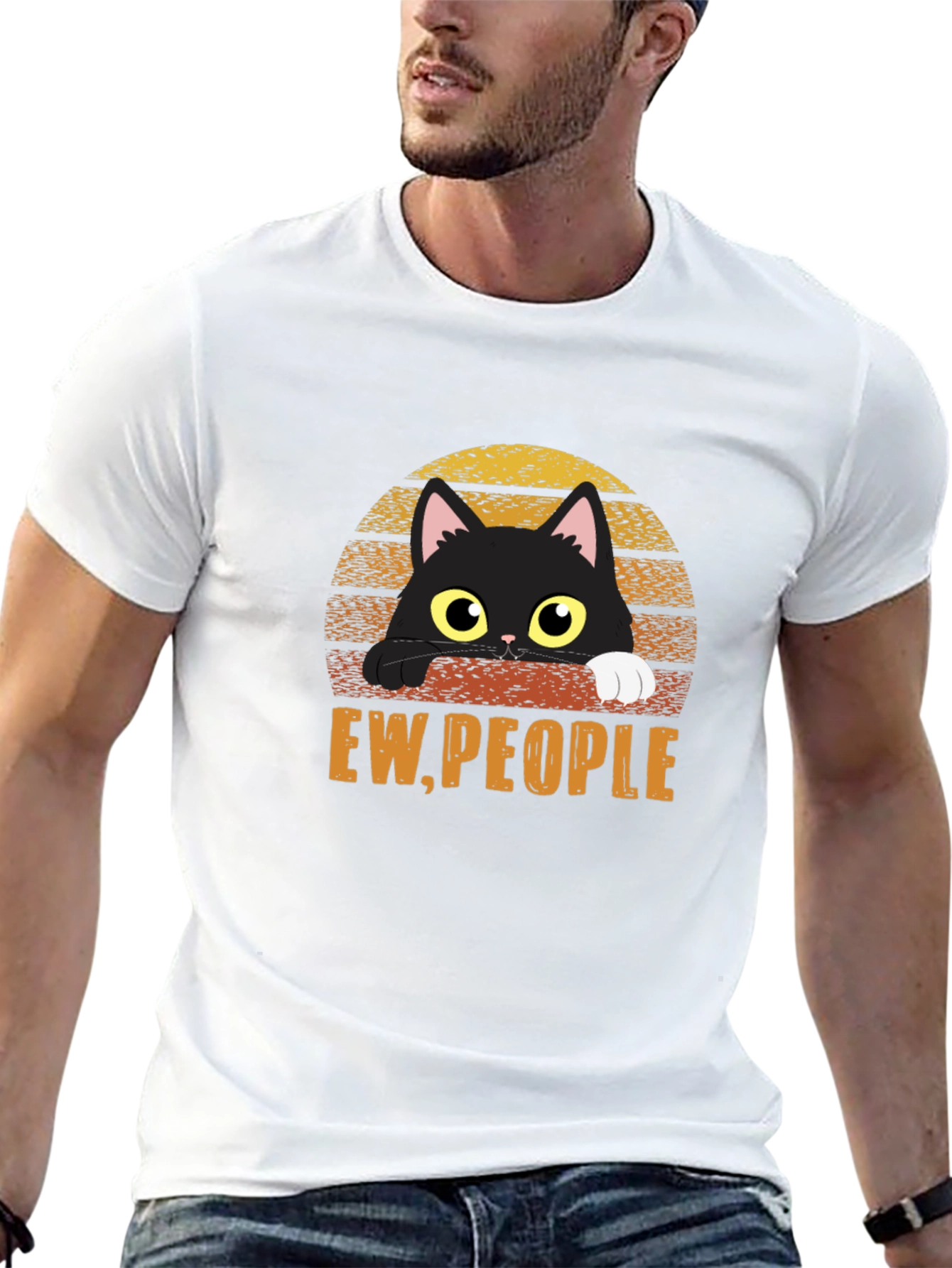 Ew People Cat T-Shirt - Black