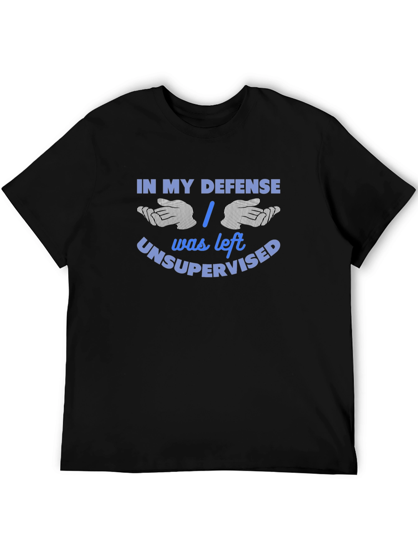 Funny In My Defense Black Graphic T-Shirt
