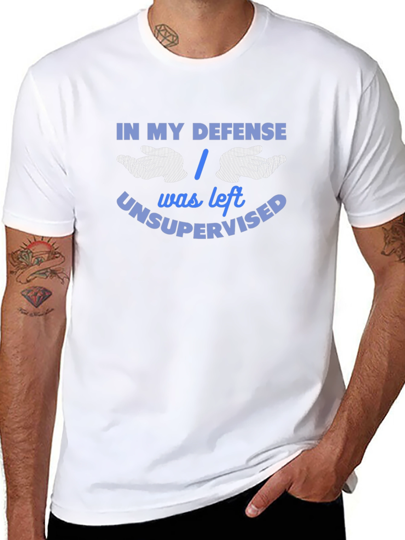 Funny In My Defense Black Graphic T-Shirt