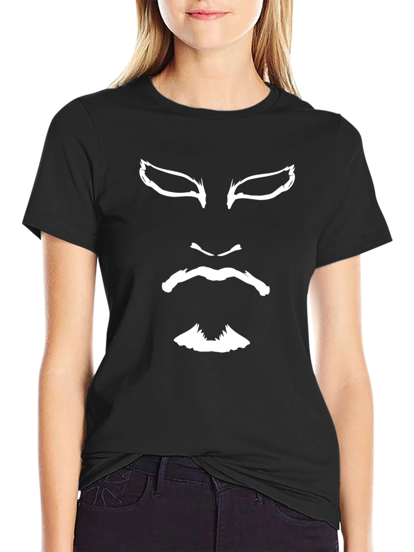Kabuki Mask Graphic Tee - Black Cotton T-Shirt