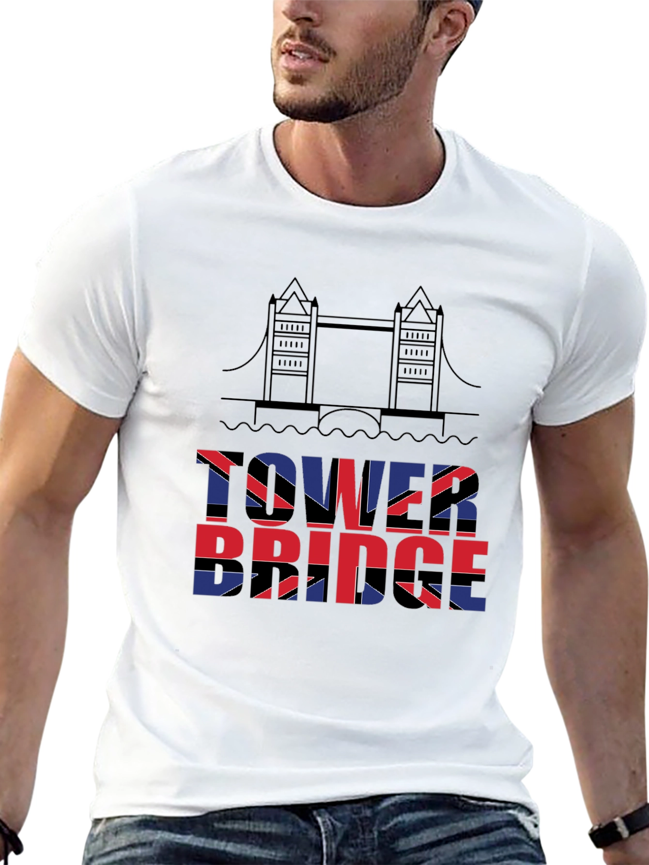 Tower Bridge British Flag Graphic T-Shirt