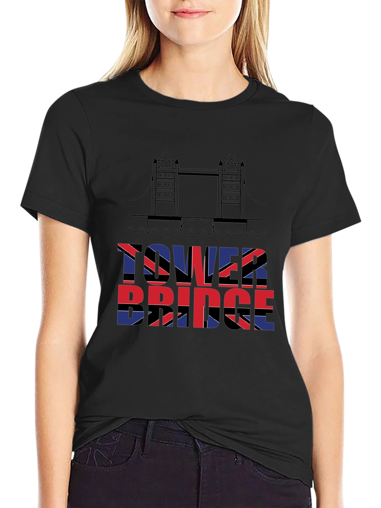 Tower Bridge British Flag Graphic T-Shirt