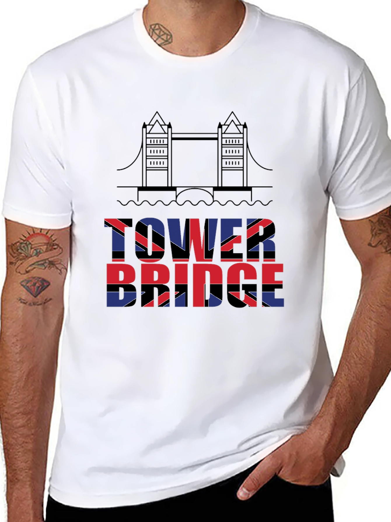 Tower Bridge British Flag Graphic T-Shirt