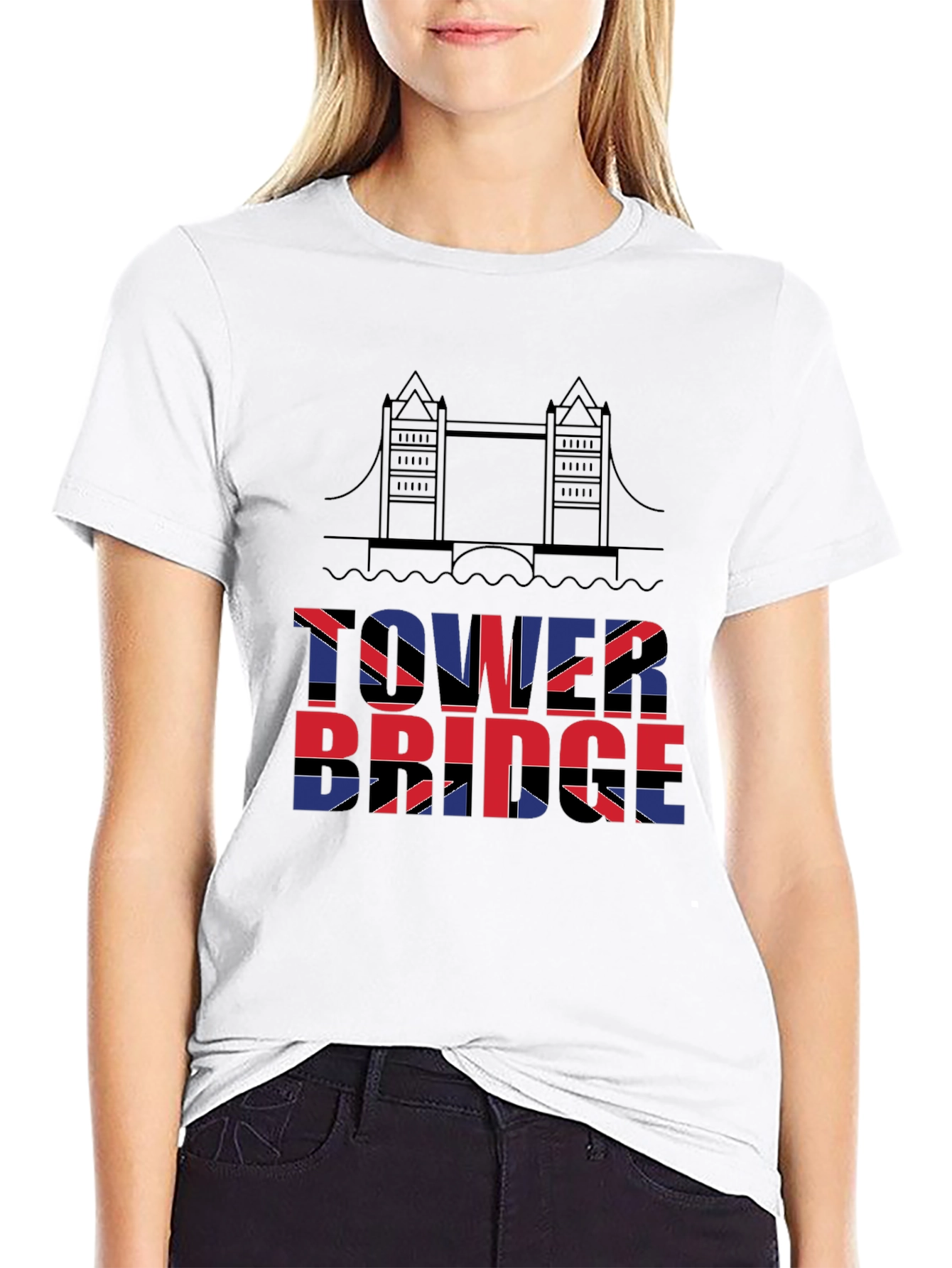 Tower Bridge British Flag Graphic T-Shirt