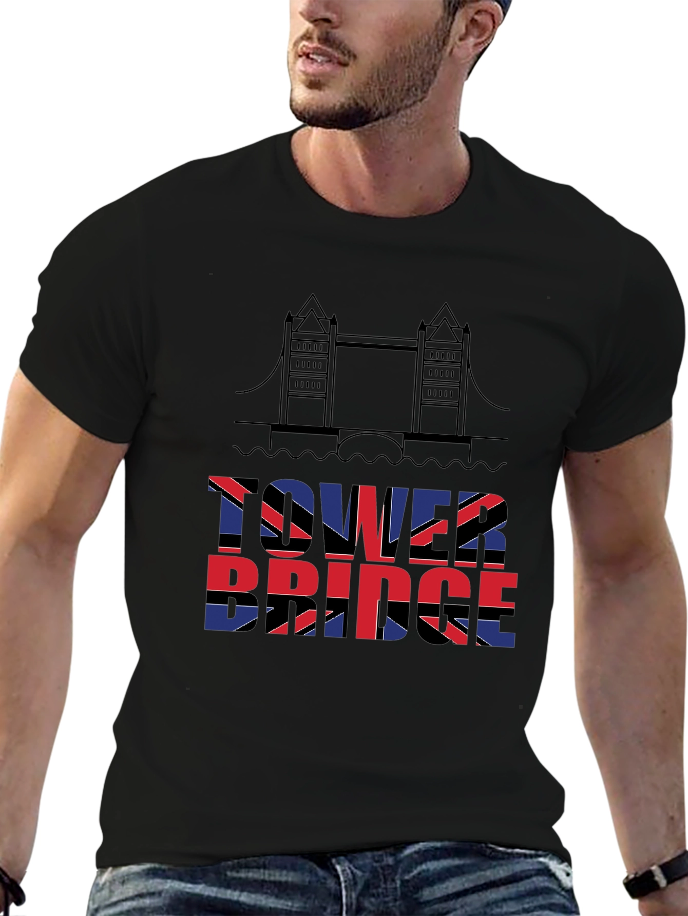 Tower Bridge British Flag Graphic T-Shirt