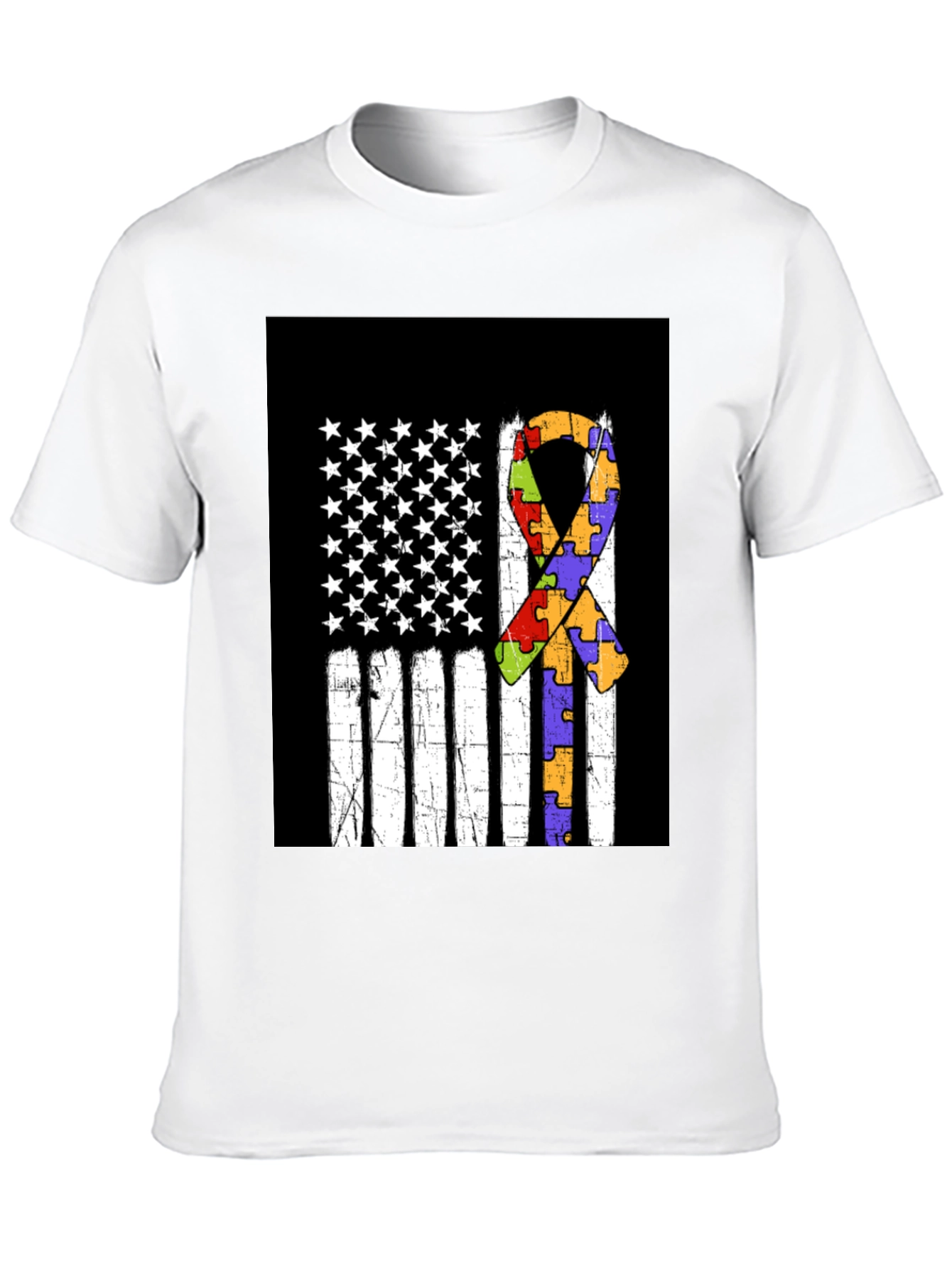 Autism Awareness US Flag Ribbon T-Shirt
