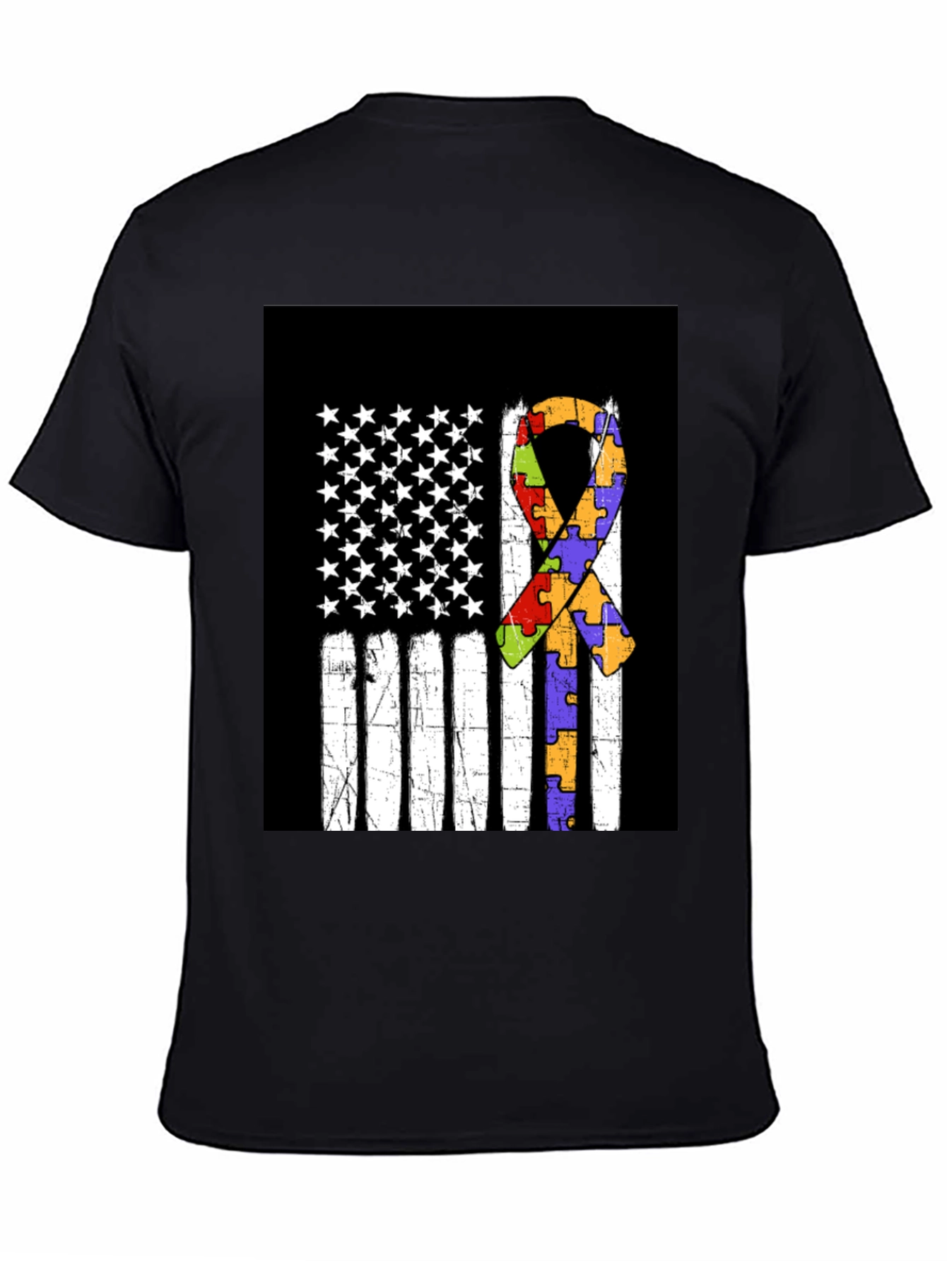 Autism Awareness US Flag Ribbon T-Shirt