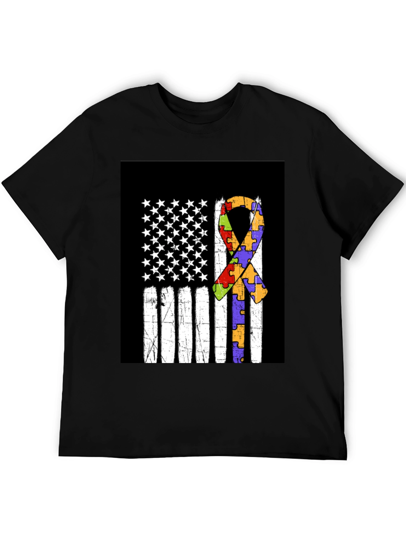 Autism Awareness US Flag Ribbon T-Shirt