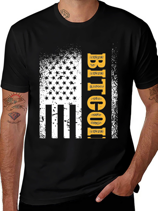 Bitcoin USA Flag Graphic Tee - Black