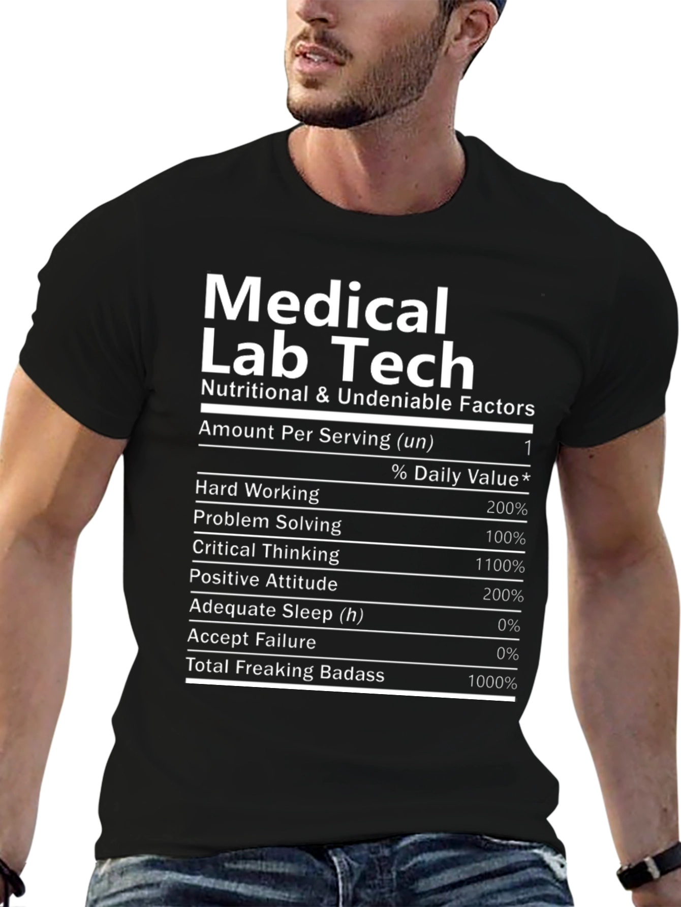 Medical Lab Tech T-Shirt - Nutritional Facts Funny Tee