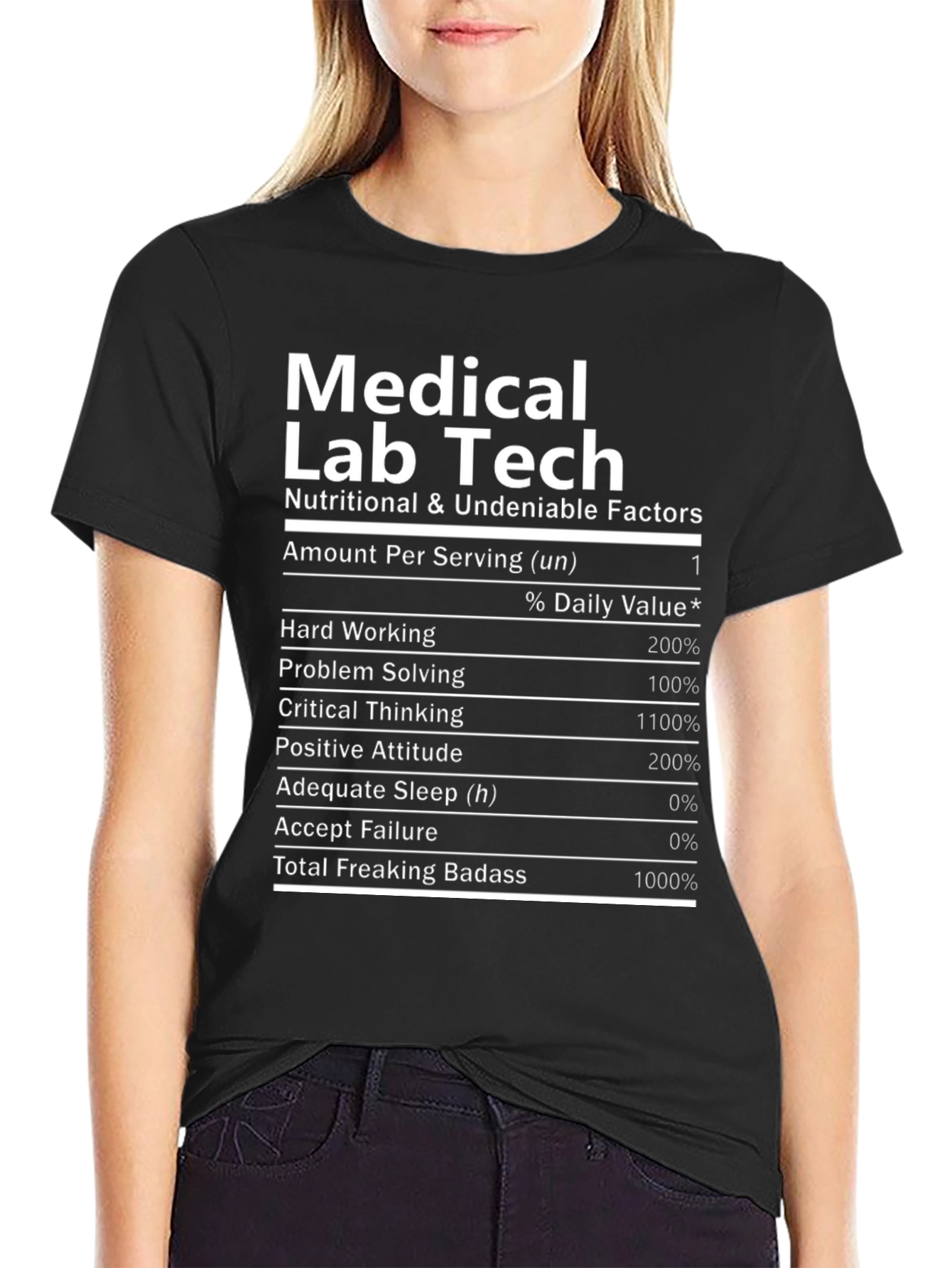 Medical Lab Tech T-Shirt - Nutritional Facts Funny Tee