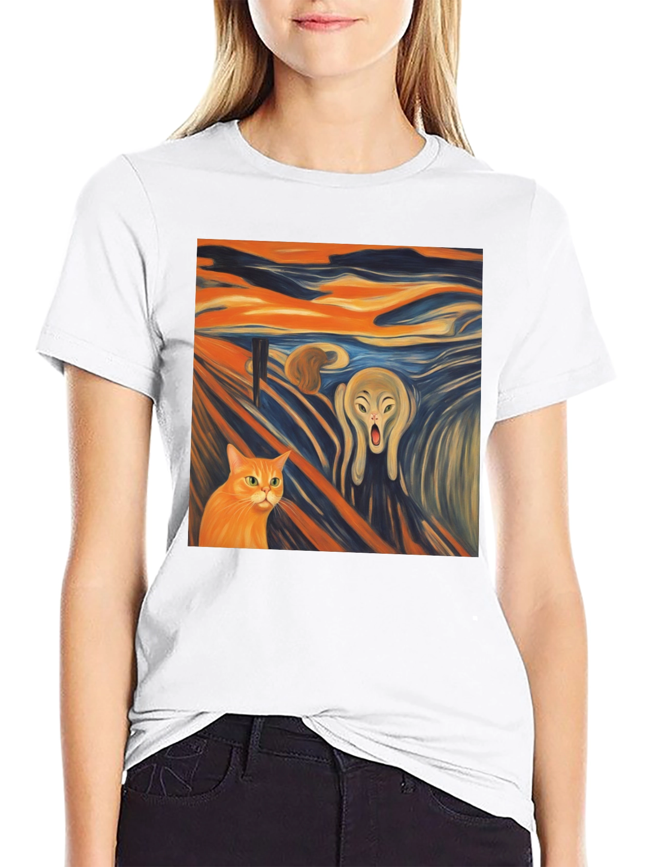 Artistic Scream Cat T-Shirt - Unique Design