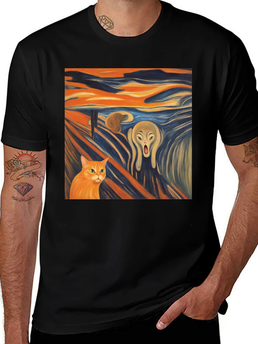 Artistic Scream Cat T-Shirt - Unique Design
