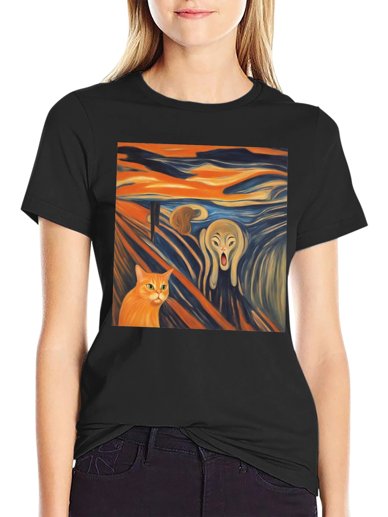Artistic Scream Cat T-Shirt - Unique Design