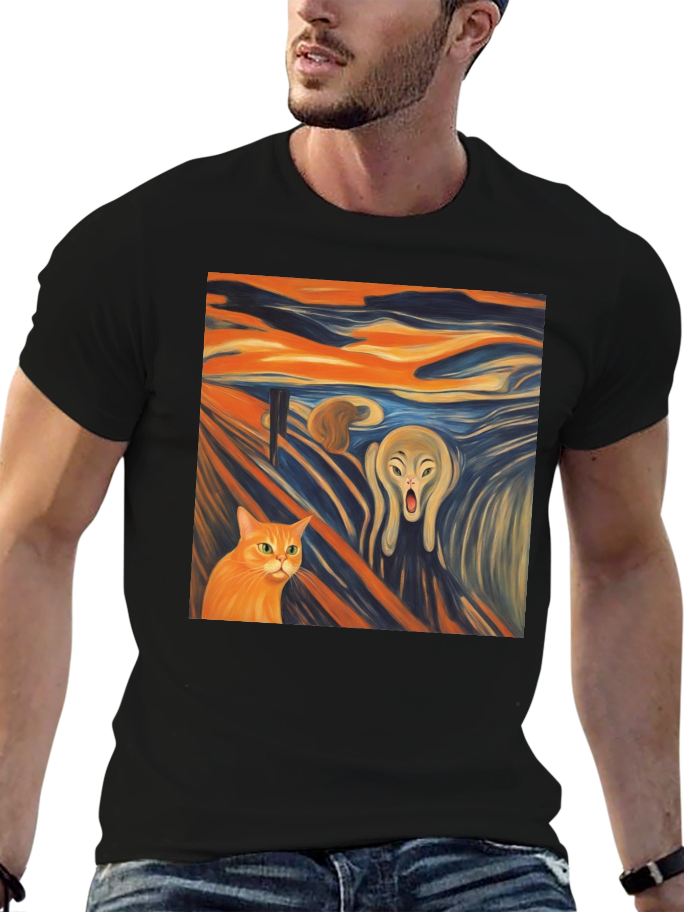 Artistic Scream Cat T-Shirt - Unique Design