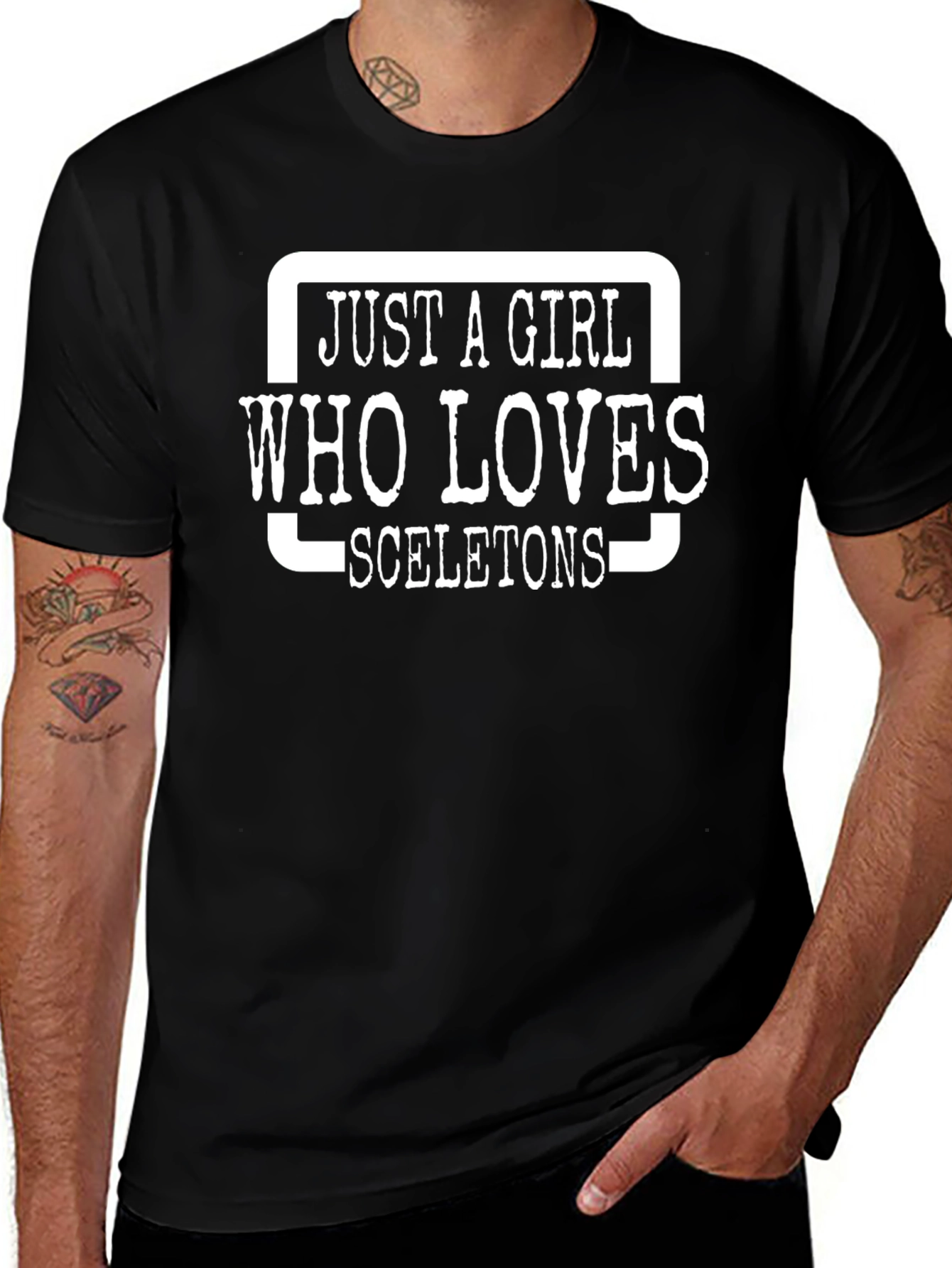 Just a Girl Who Loves Skeletons Black T-Shirt