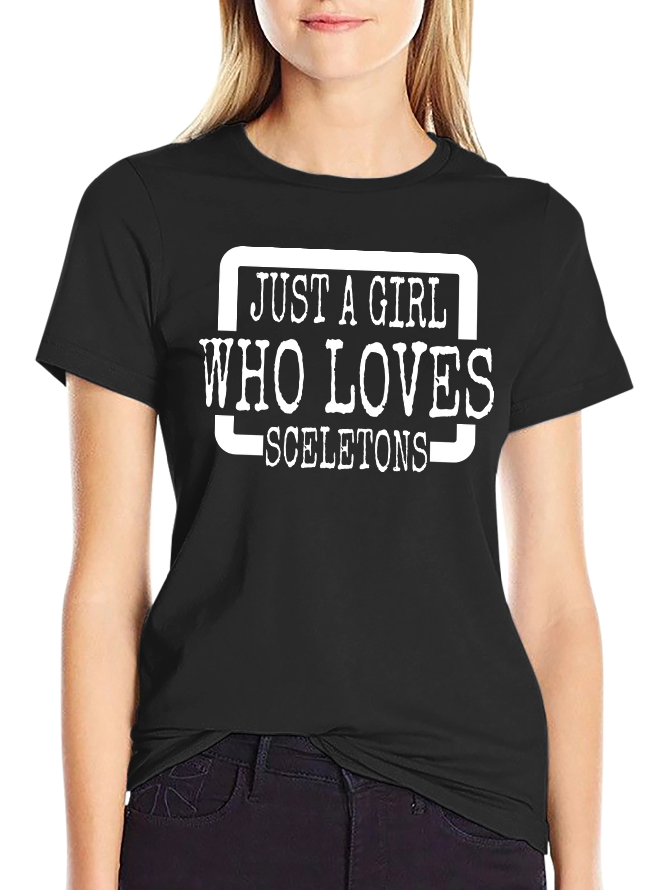 Just a Girl Who Loves Skeletons Black T-Shirt