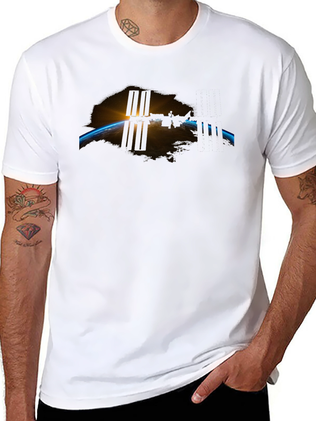 Space Station Graphic Black Tee