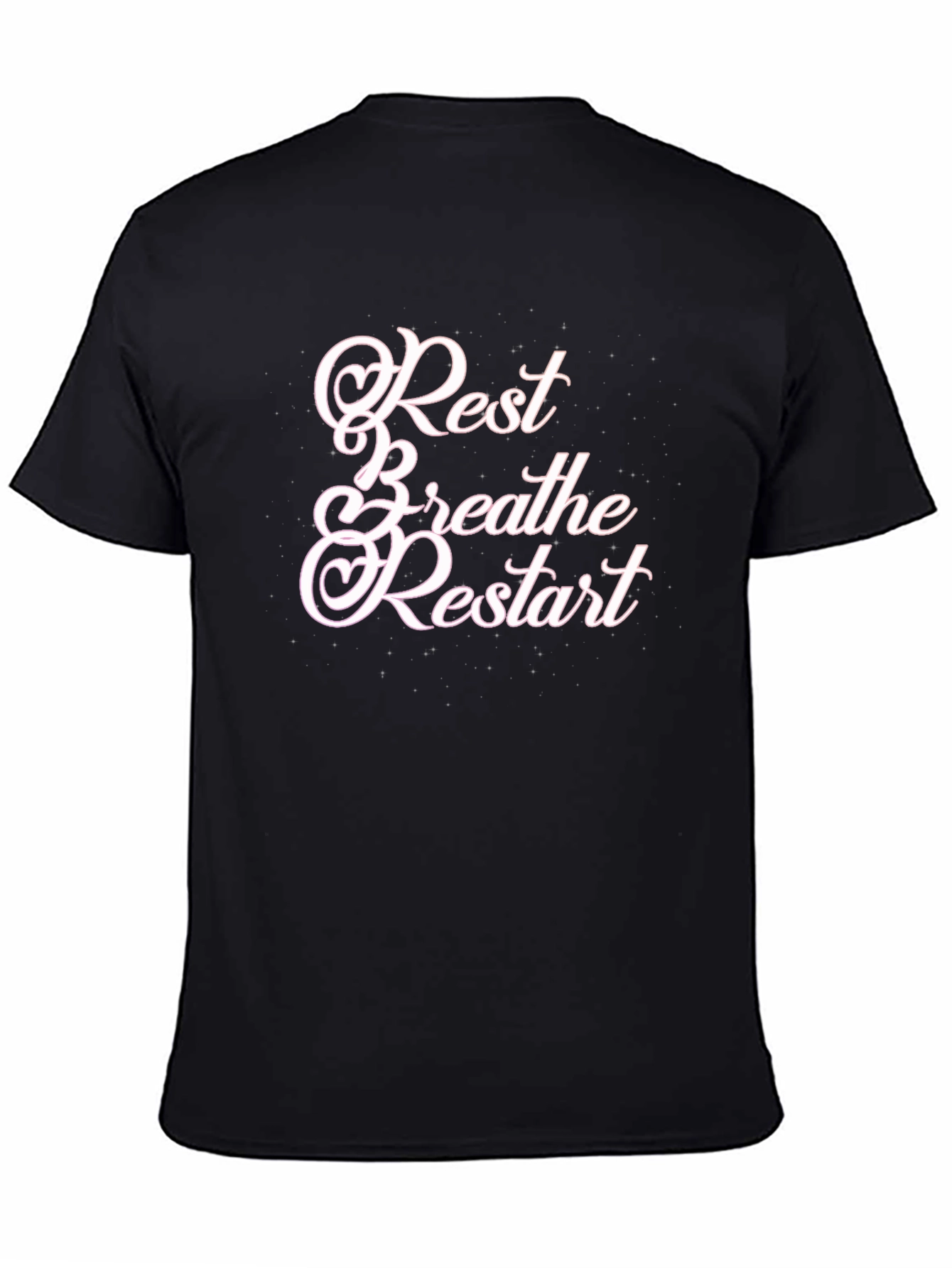 Rest Breathe Restart Graphic Tee - Black Cotton T-Shirt